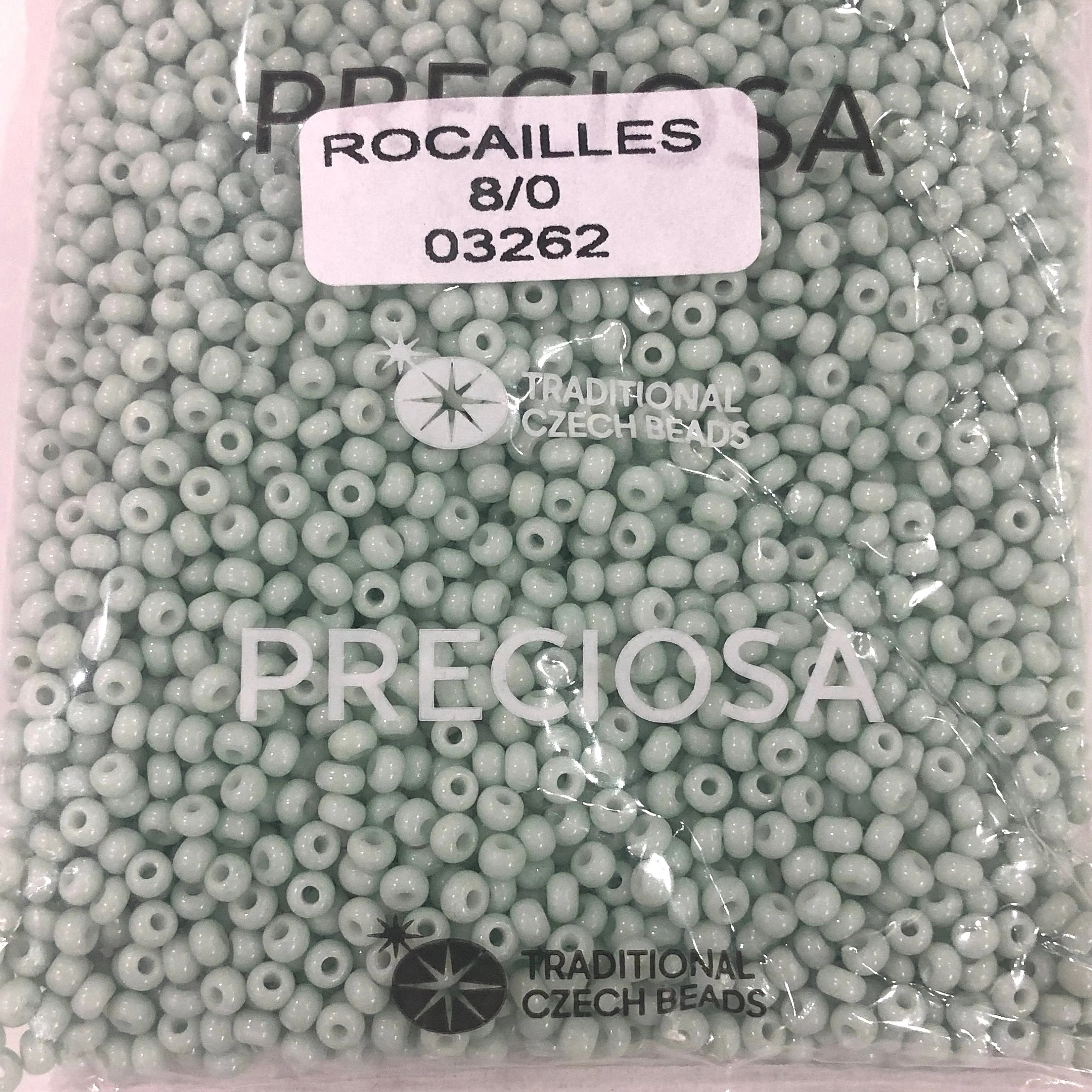 Preciosa Seed Beads 8/0 Rocailles- Round Hole-100 Gr, 03262 Green 1 Dyed Chalk White - Image 4