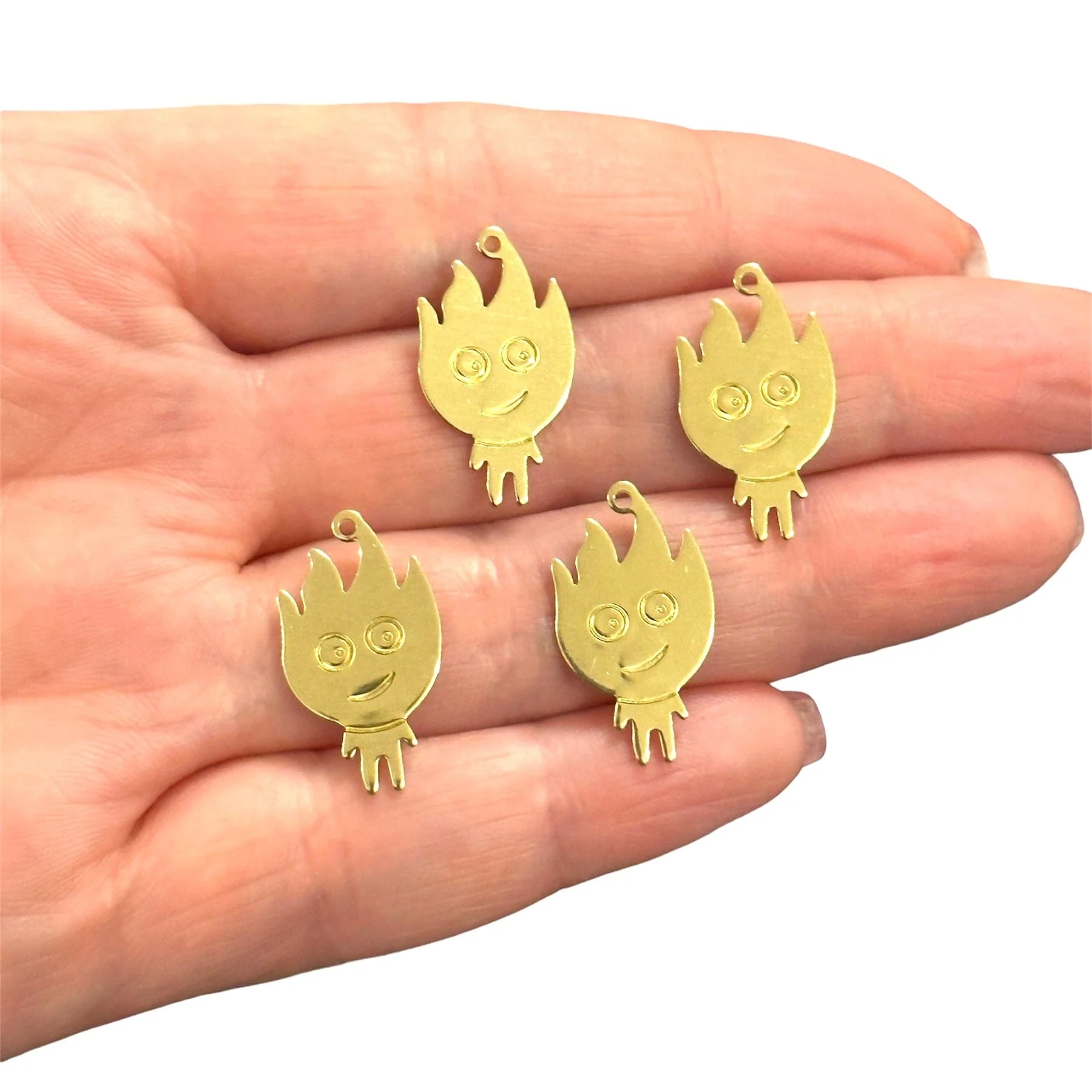 Raw Brass Fireboy Charms,4 pcs in a pack
