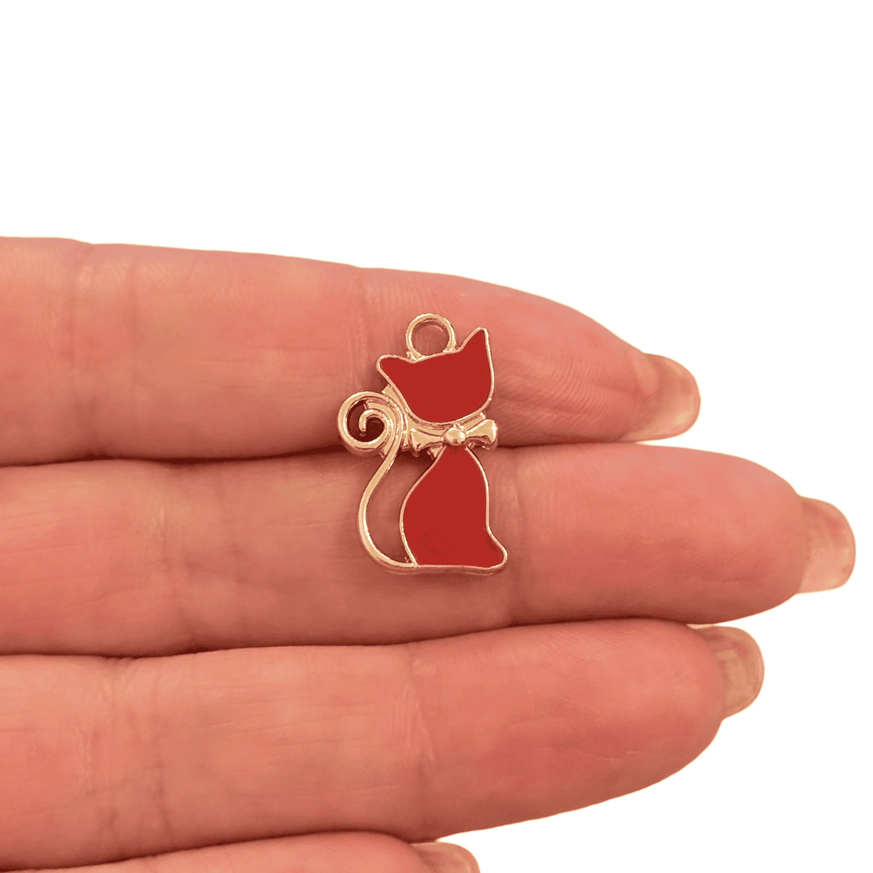 Red Enamel Cat Charm