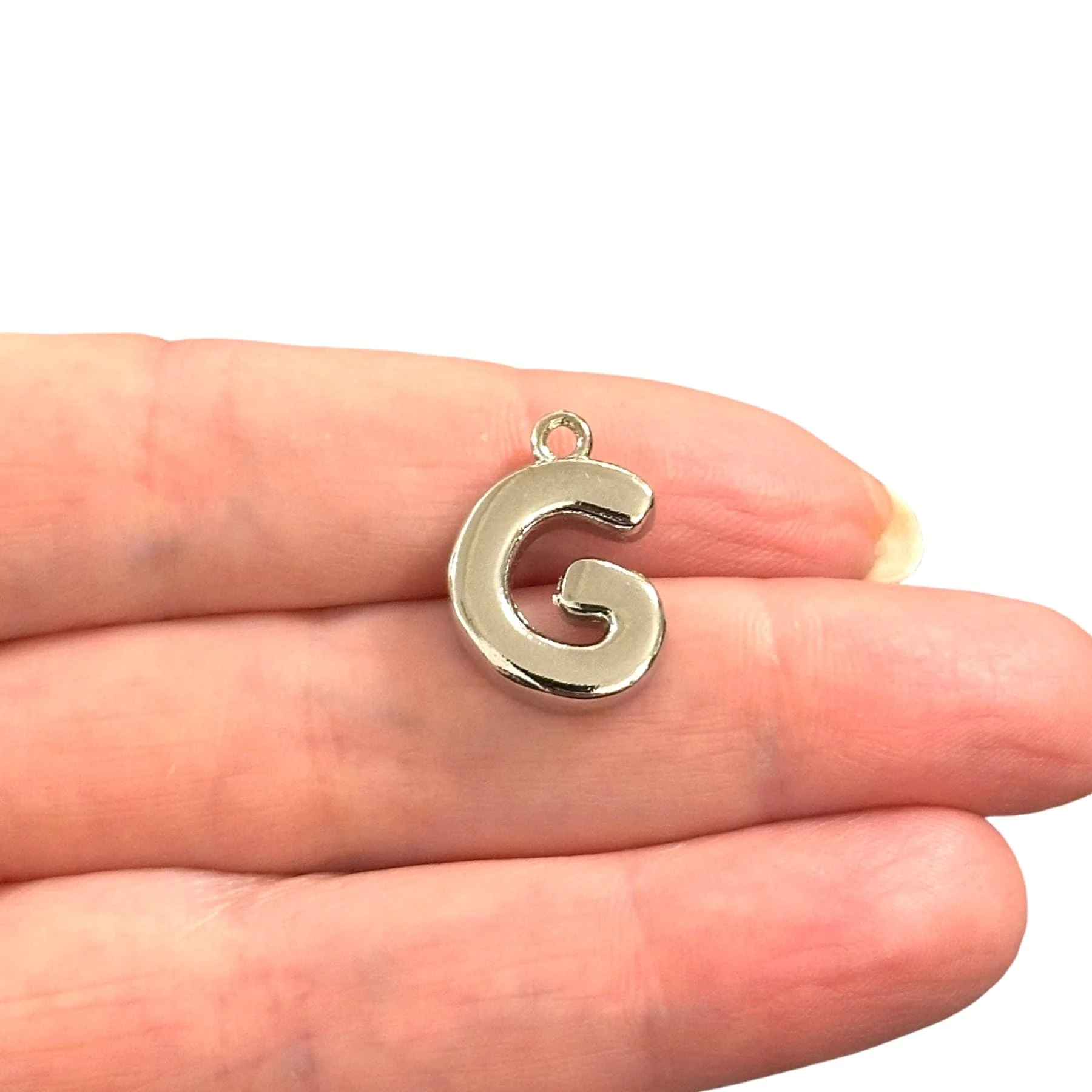 Rhodium Plated Balloon Letter Charm - Image 7