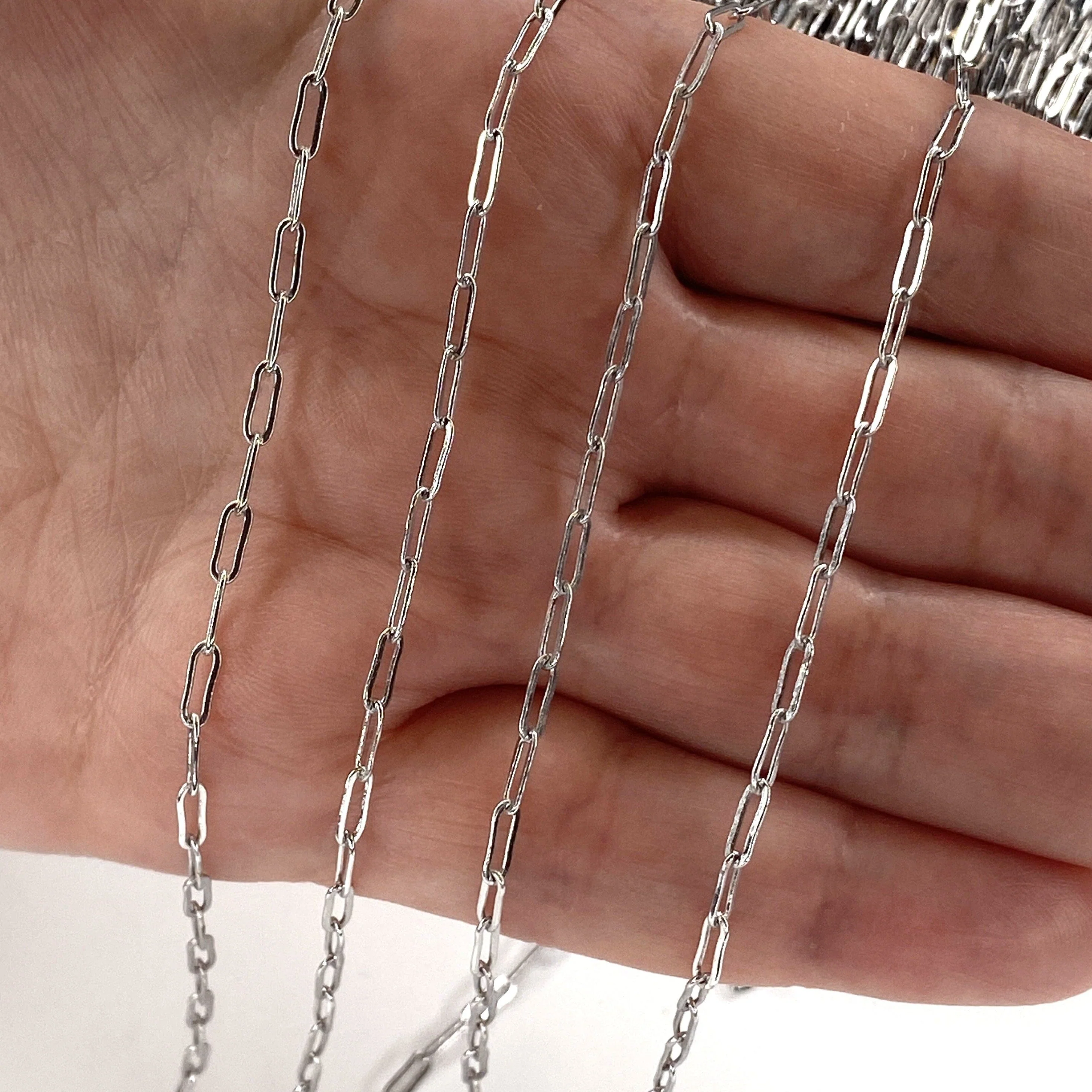 Rhodium Plated Brass Paperclip Chain, 7x3.5 mm Rhodium Plated Chain, - Image 2