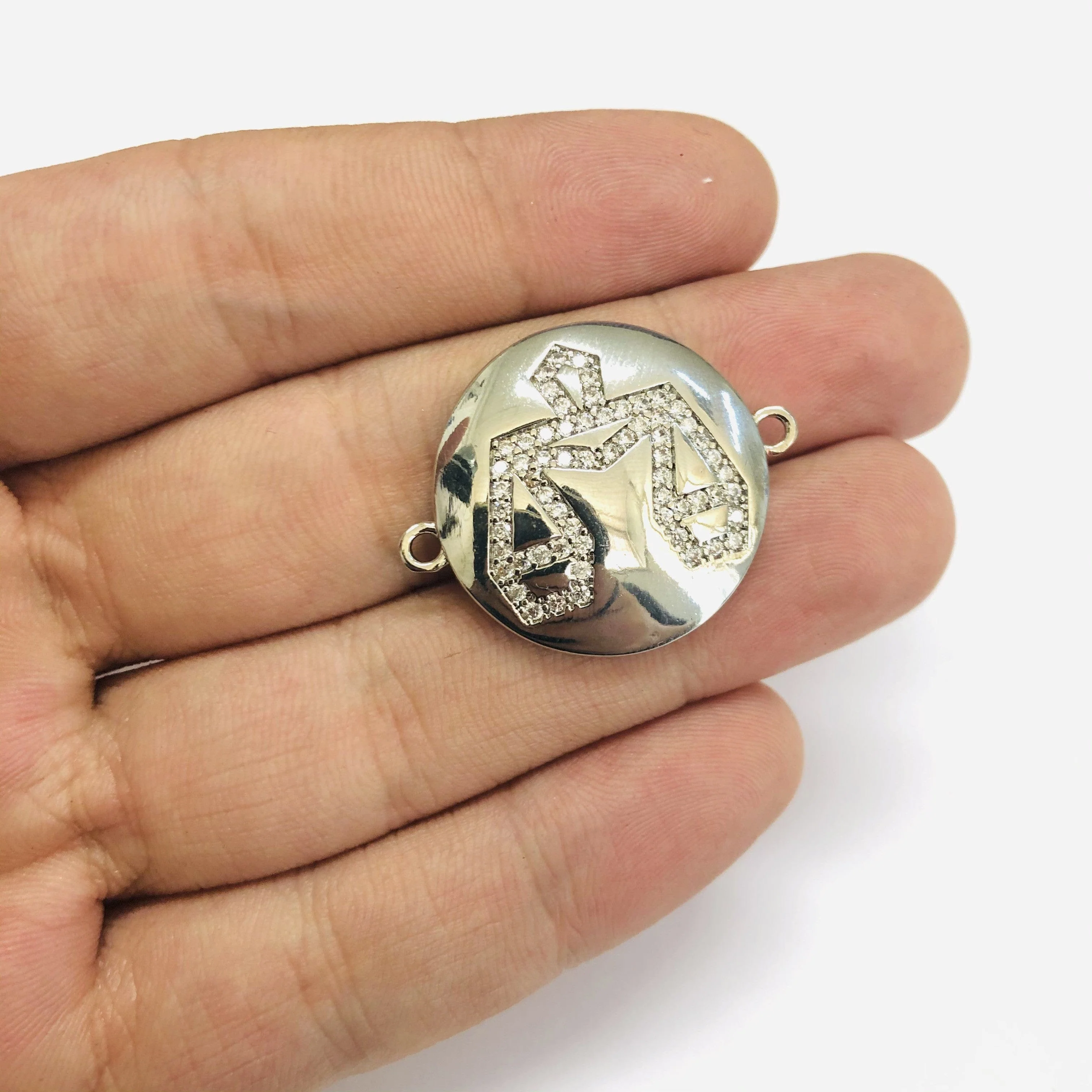 Rhodium Plated Brass Zirconia Zodiac Horoscope Sign Connector Charms, - Image 10