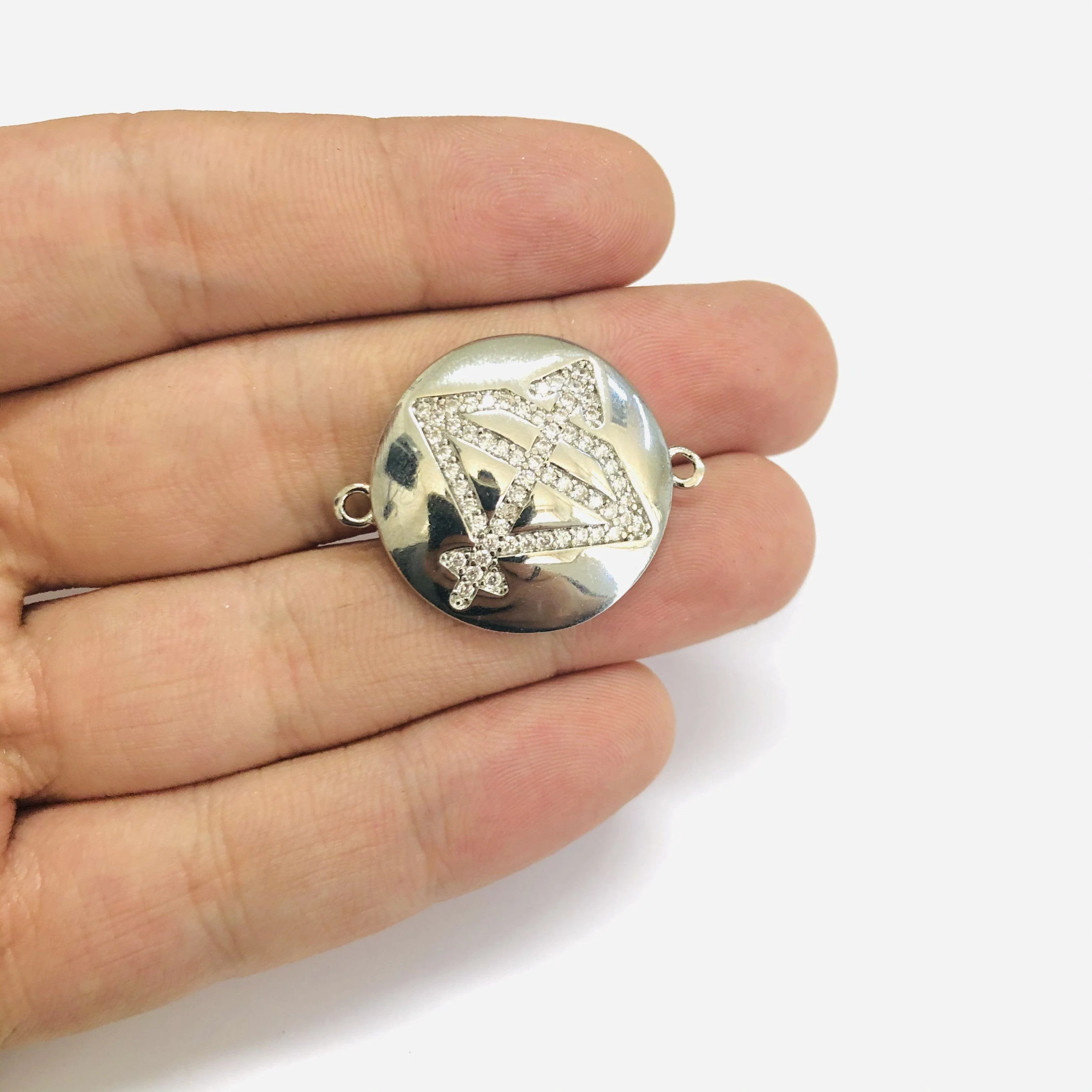 Rhodium Plated Brass Zirconia Zodiac Horoscope Sign Connector Charms, - Image 11