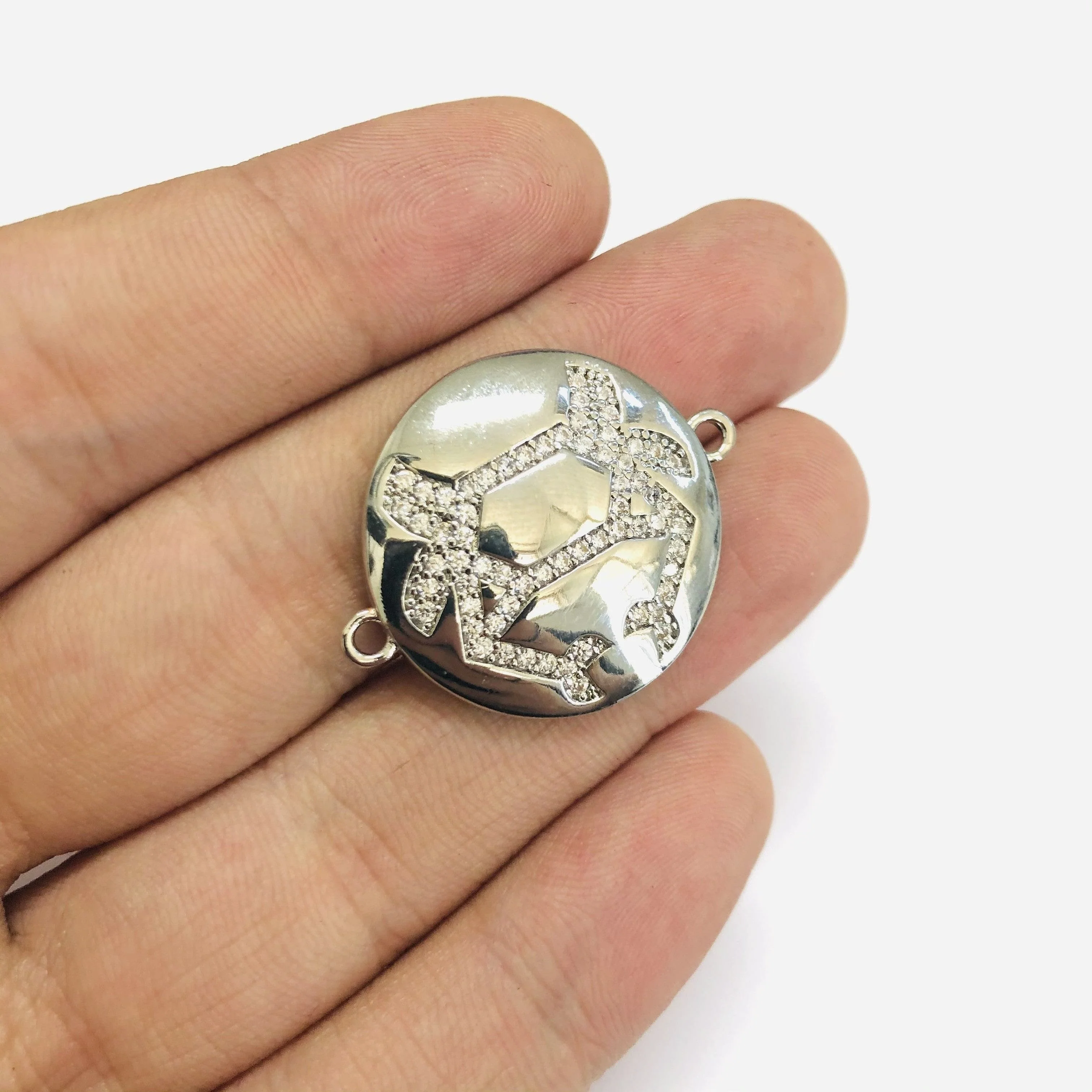 Rhodium Plated Brass Zirconia Zodiac Horoscope Sign Connector Charms, - Image 12