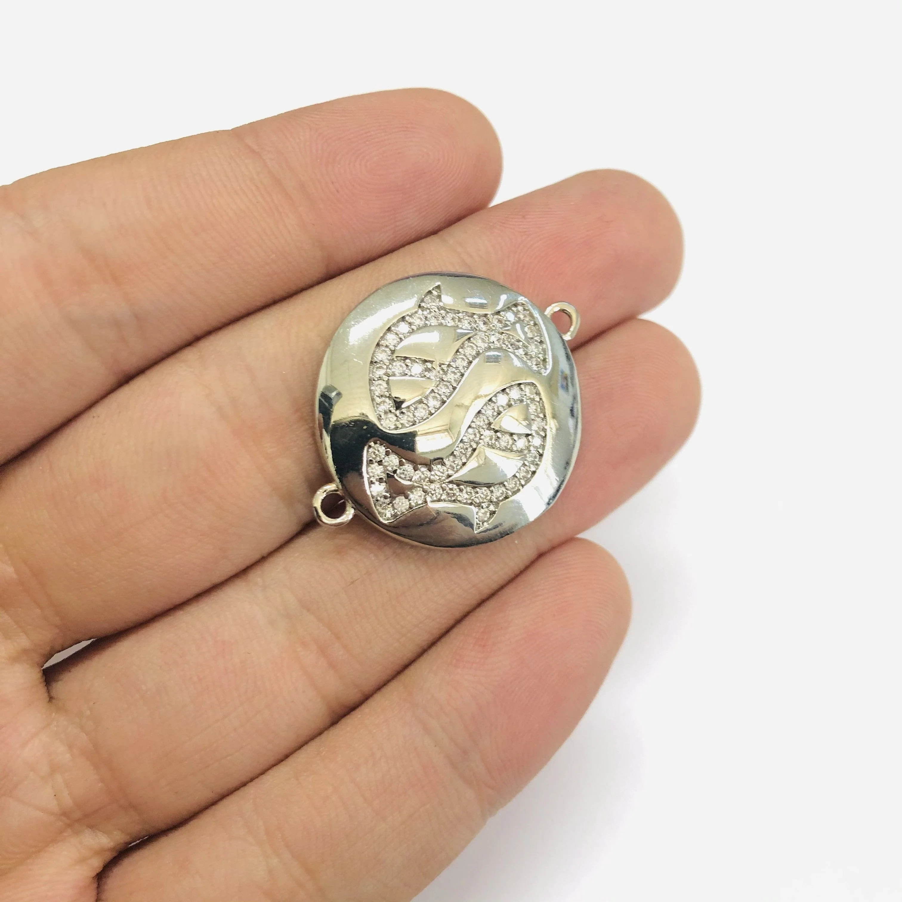 Rhodium Plated Brass Zirconia Zodiac Horoscope Sign Connector Charms, - Image 4