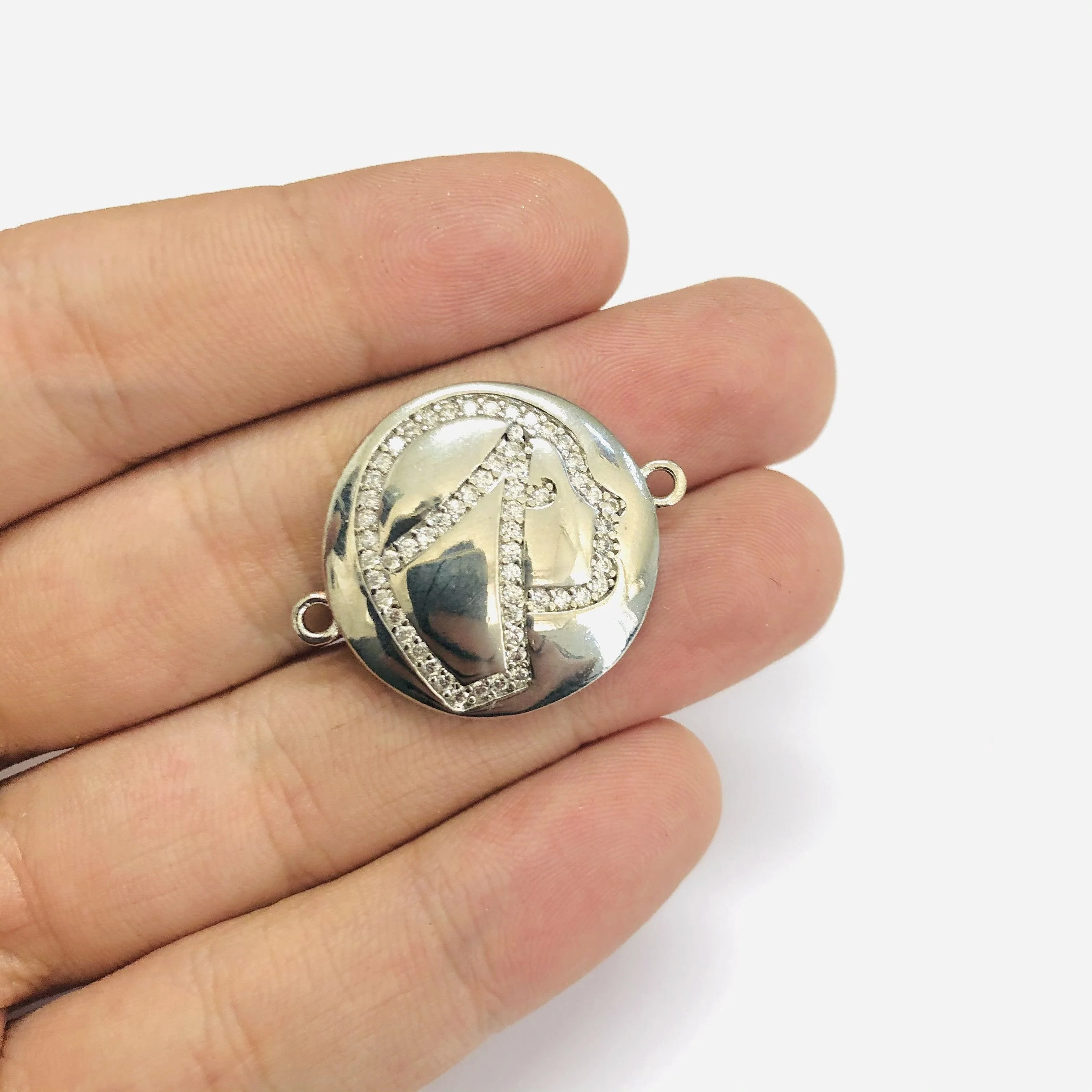 Rhodium Plated Brass Zirconia Zodiac Horoscope Sign Connector Charms, - Image 5