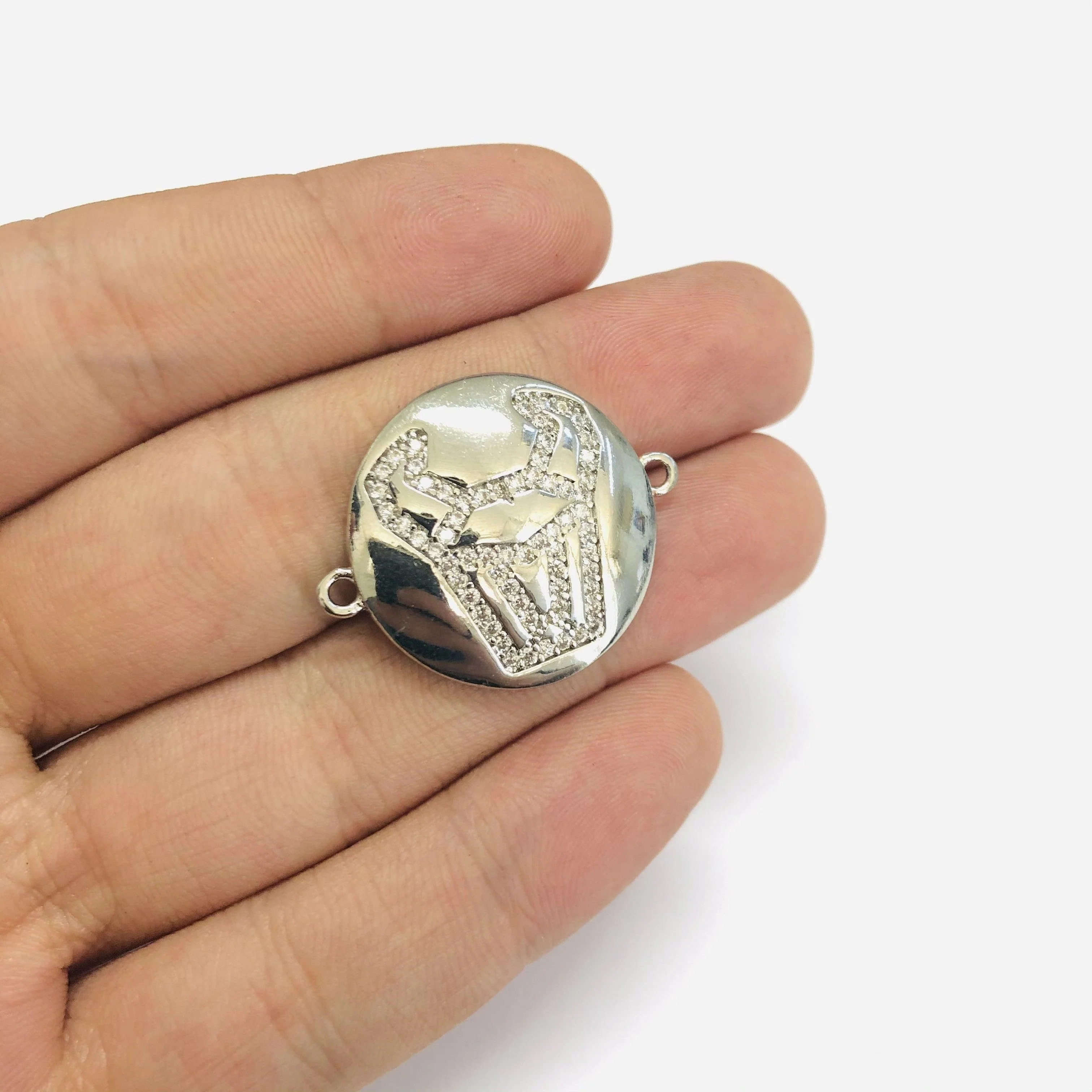 Rhodium Plated Brass Zirconia Zodiac Horoscope Sign Connector Charms, - Image 6