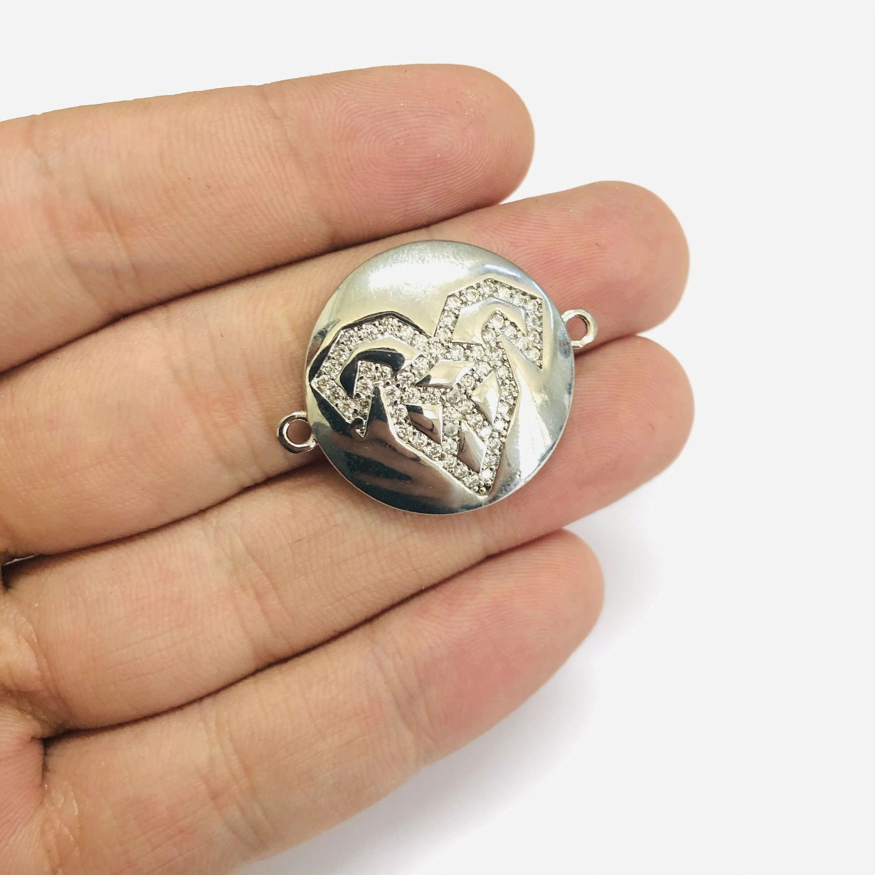 Rhodium Plated Brass Zirconia Zodiac Horoscope Sign Connector Charms, - Image 7