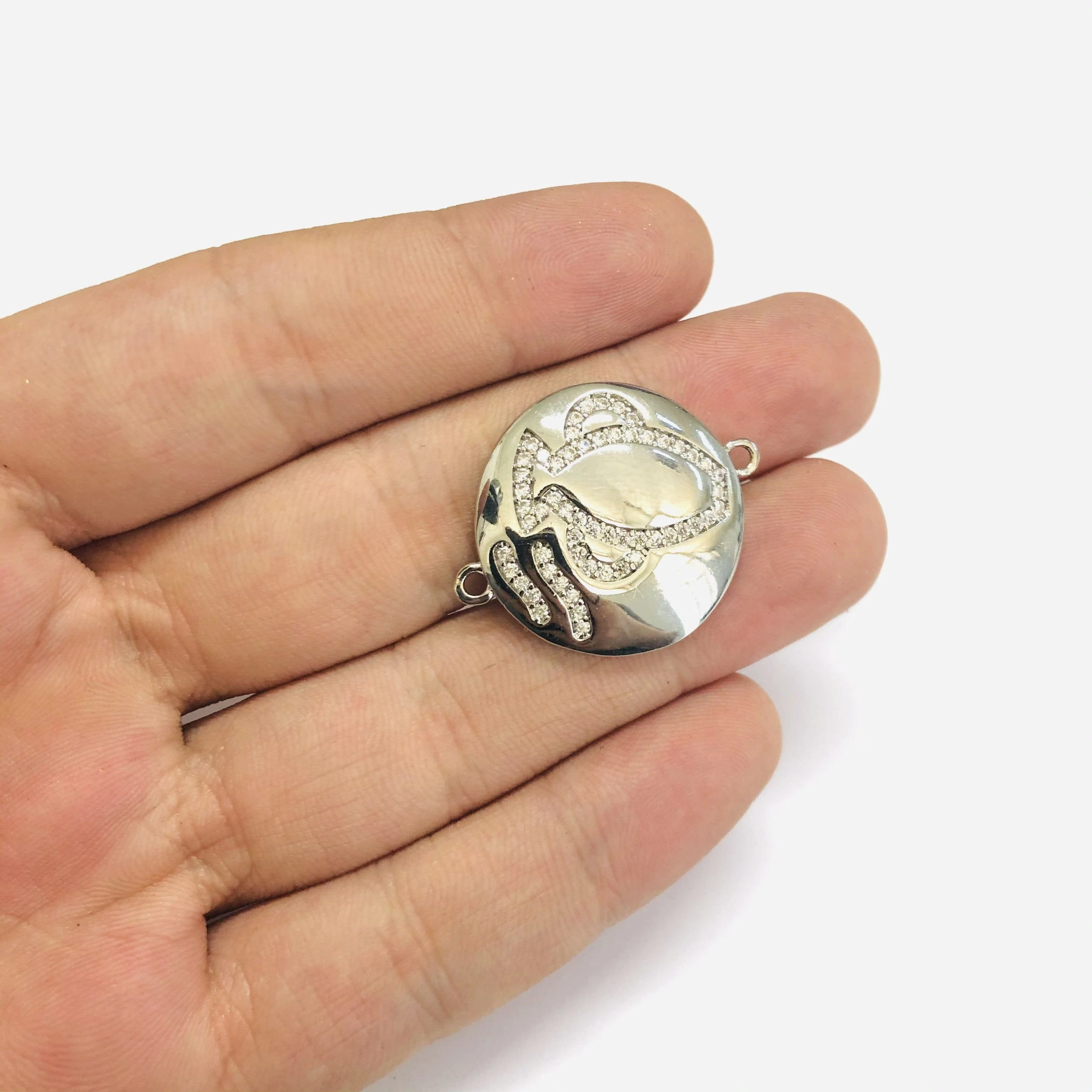 Rhodium Plated Brass Zirconia Zodiac Horoscope Sign Connector Charms, - Image 8