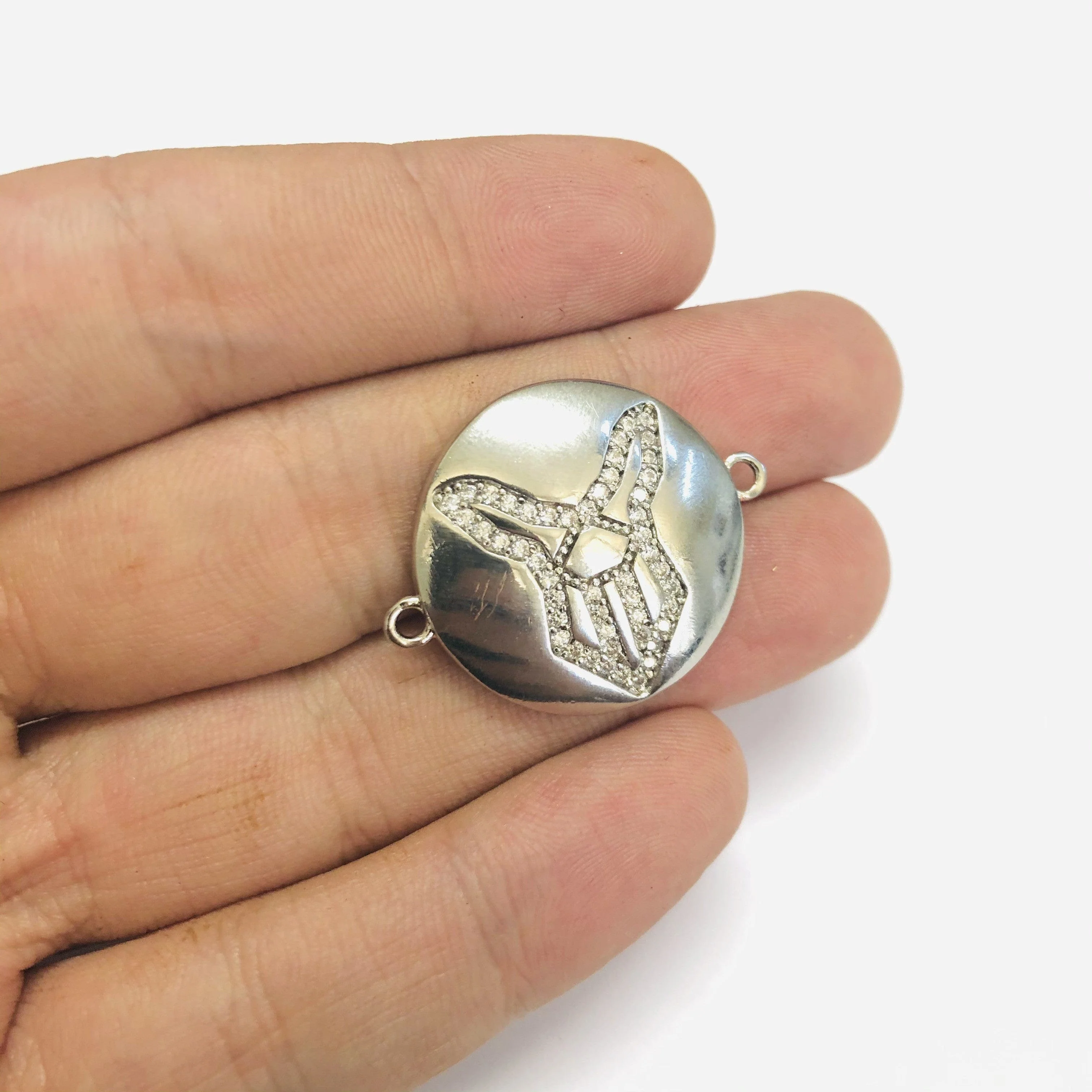 Rhodium Plated Brass Zirconia Zodiac Horoscope Sign Connector Charms, - Image 9