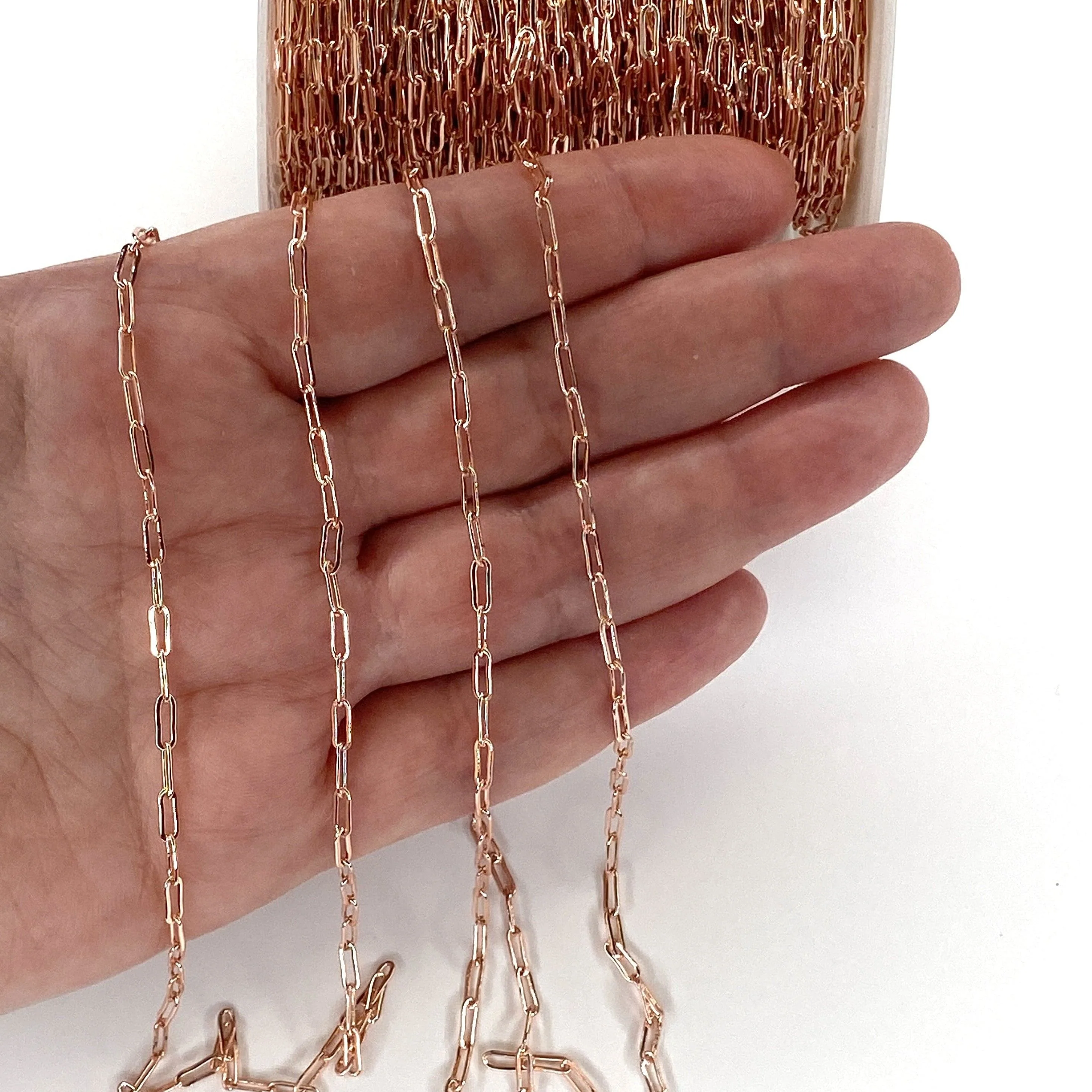Rose Gold Plated Brass Paperclip Chain, 7x3.5 mm Rose Gold Plated Chain, - Image 2