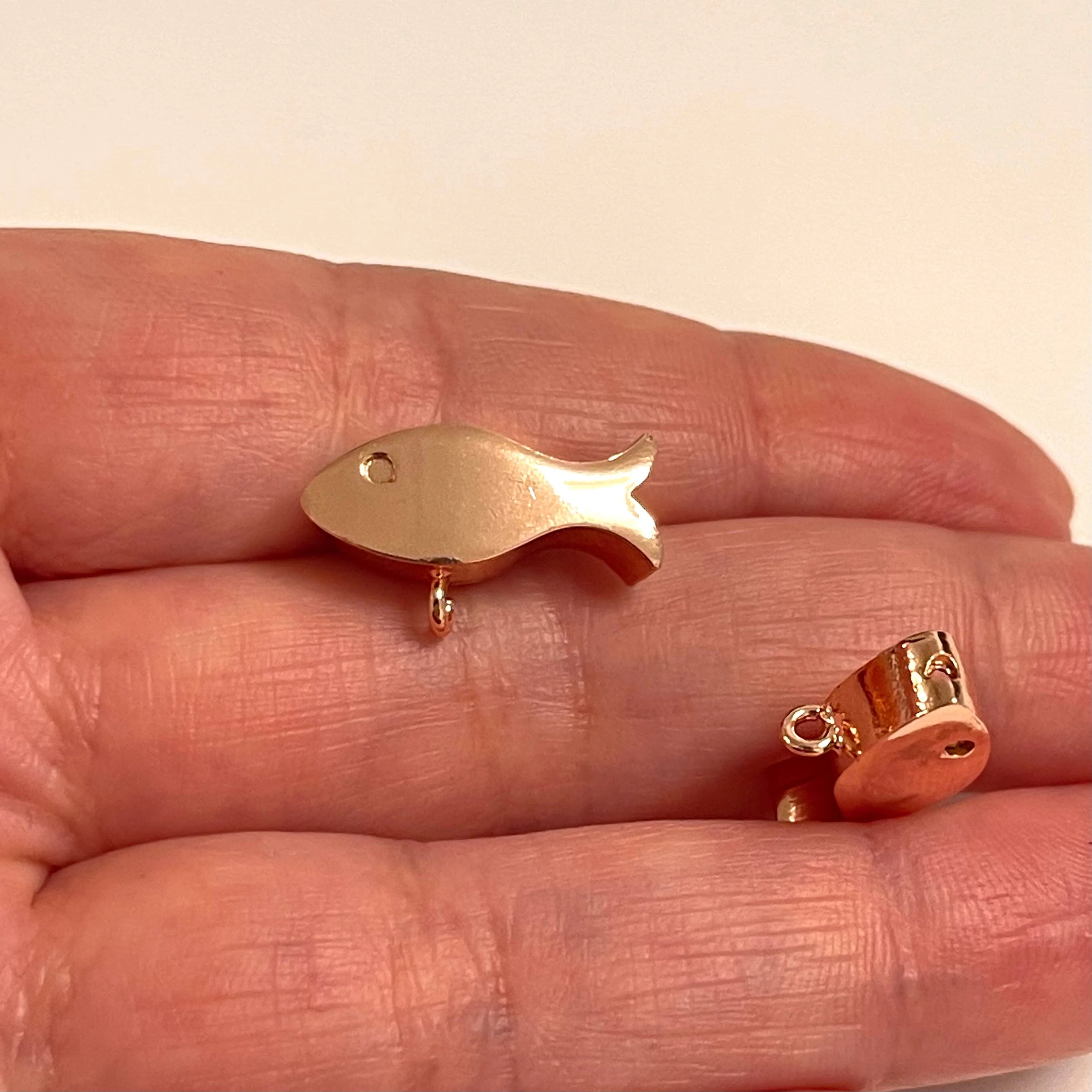 Rose Gold Plated Fish Spacer Charms With Open Loop, 2 pcs in a pack