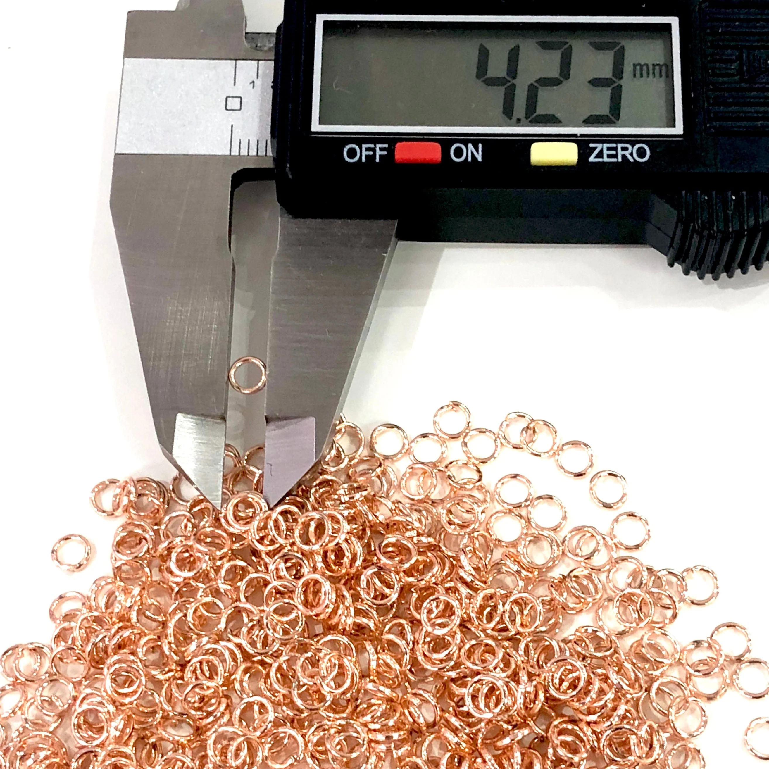 Rose Gold Plated Jump Rings, 4mm, Tarnish Resistant Rose Gold Plated Open Jump Rings - Image 2