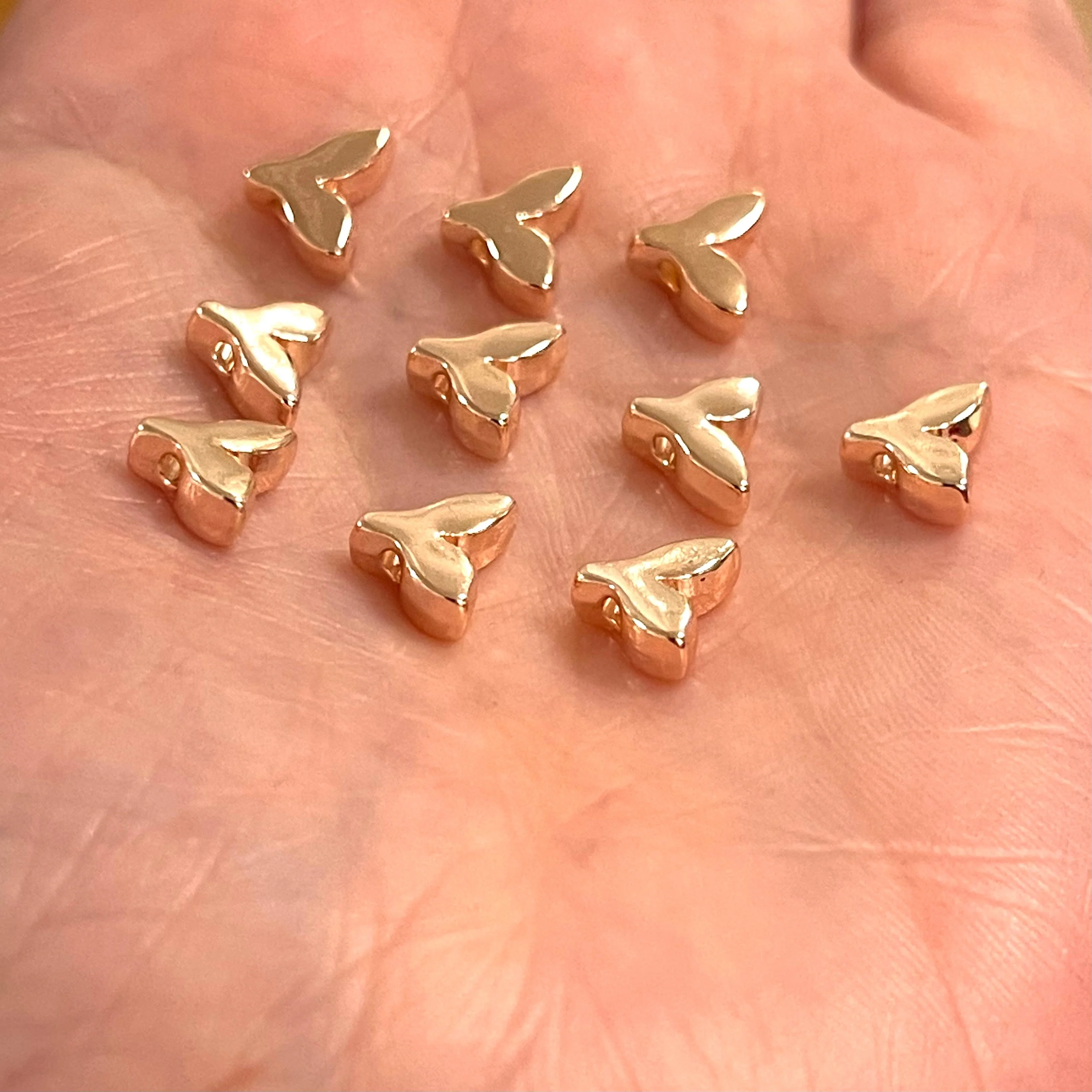 Rose Gold Plated Whale Tail Spacer Charms, 10 pcs in a pack - Image 2
