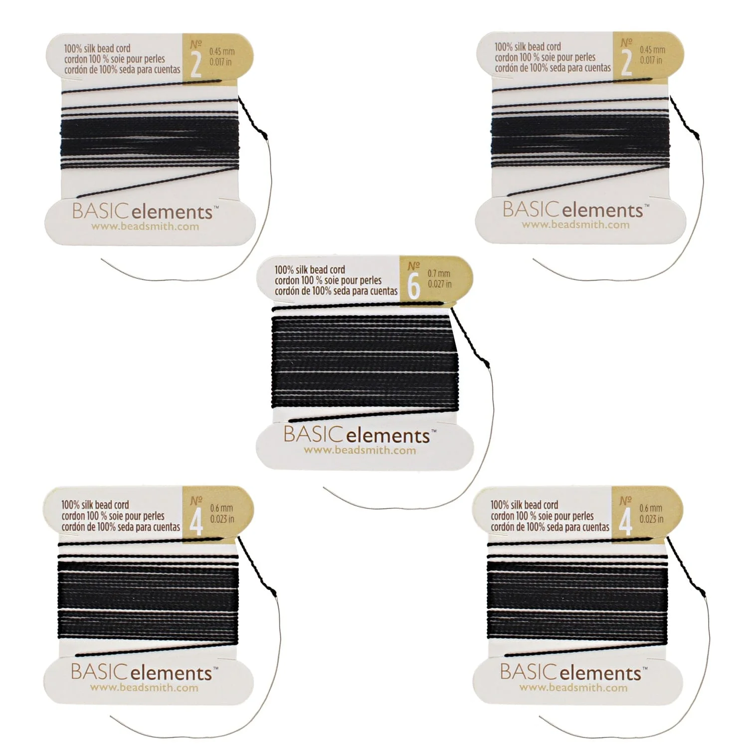 Silk Thread, 100% Silk Bead Cord With Needle,5X2 Meter Assorted Pack -CHSBKASST - Image 2