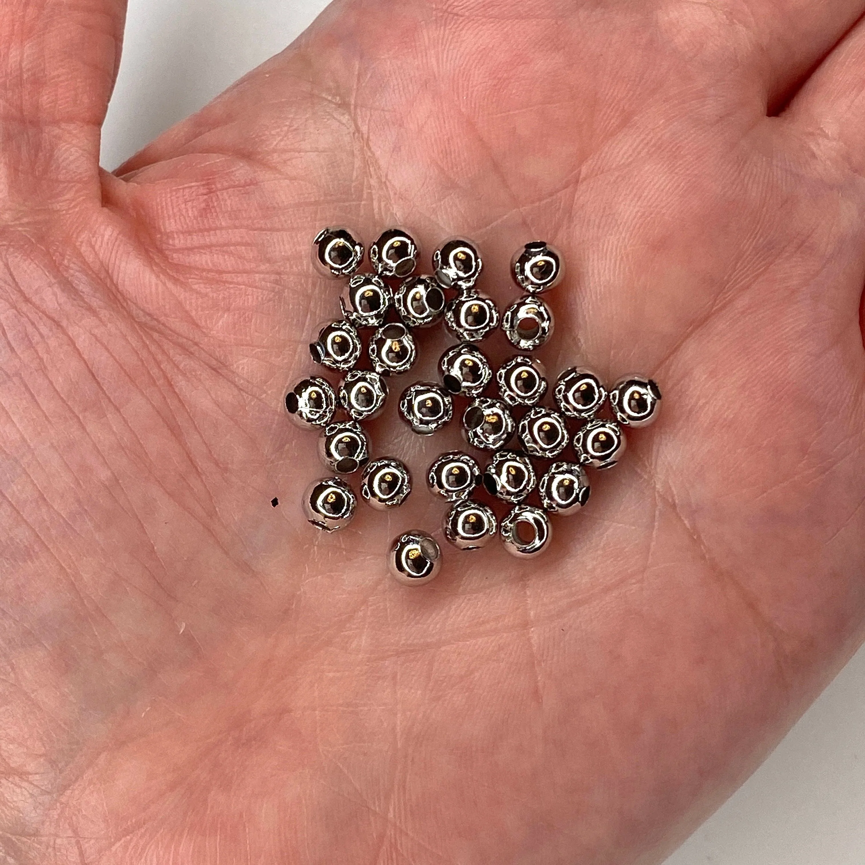 Rhodium Plated 5mm Spacer Balls, 25 pieces in a pack,
