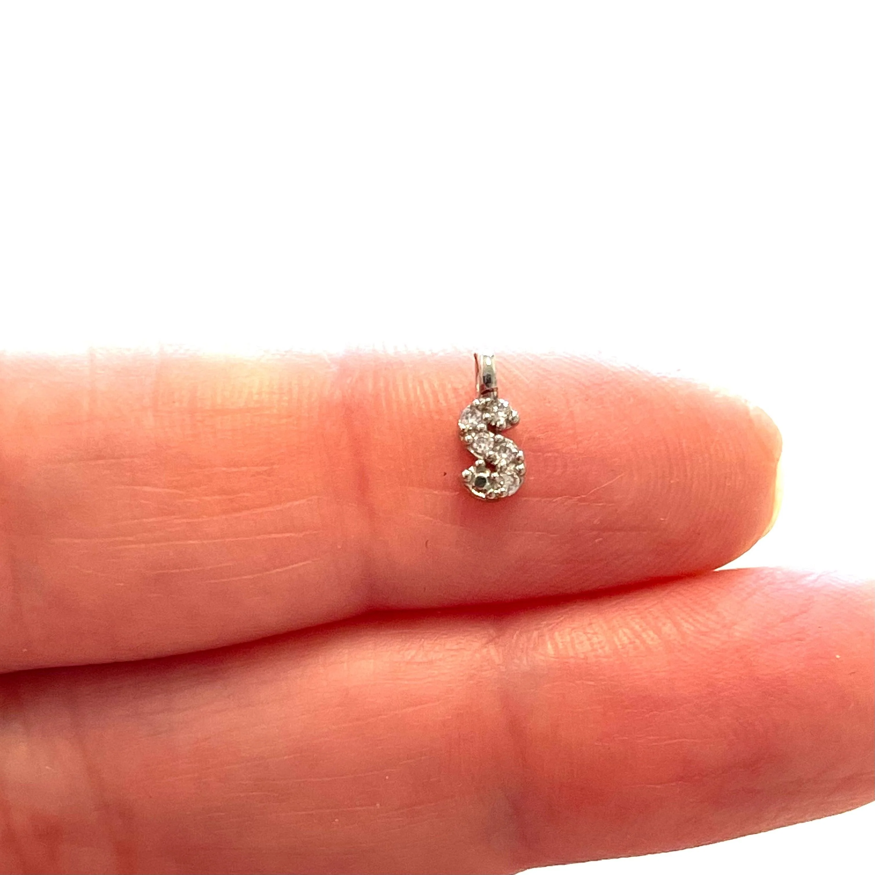 Silver Plated Brass Micro Pave Initial Charms - Image 10