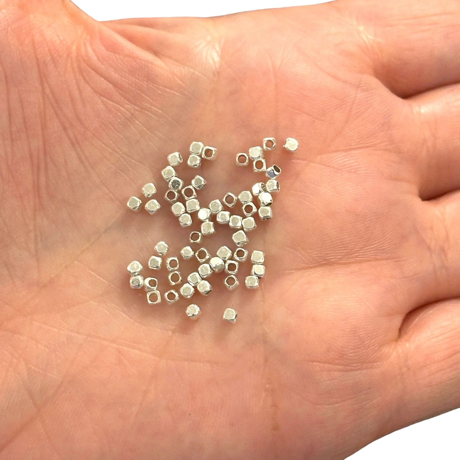 Silver Plated Cubes 2mm, 2mm Silver Spacer Cubes,500 Pieces in a pack - Image 2