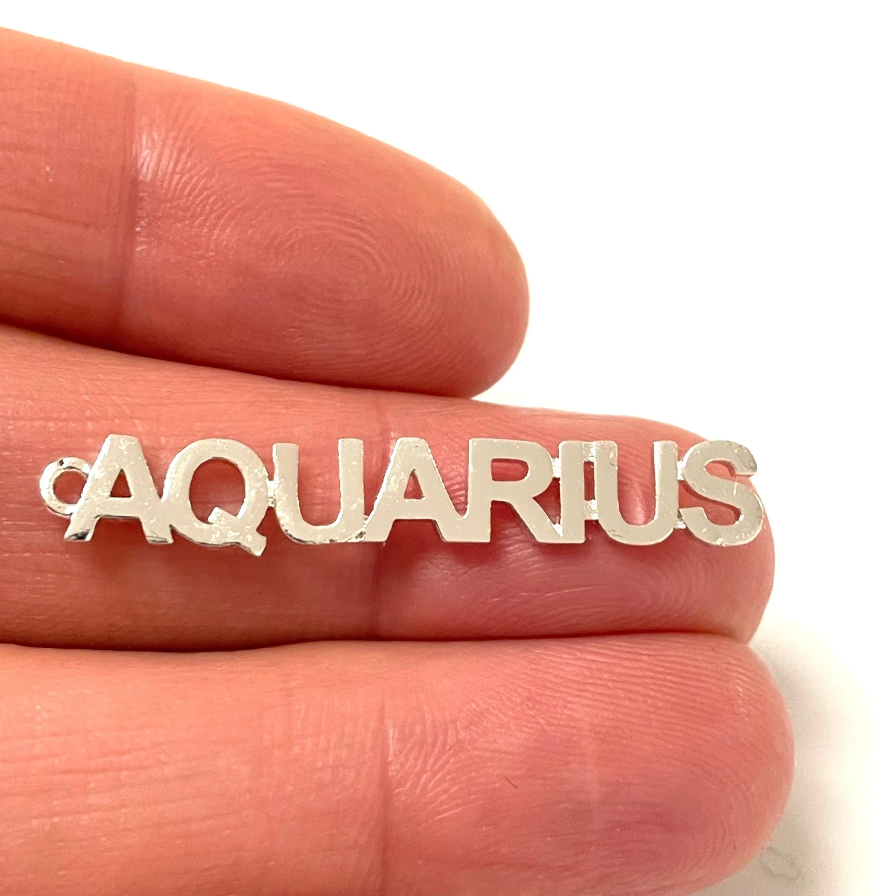 Silver Plated Letter Zodiac Charm, Brass Zodiac Horoscope Sign, - Image 14