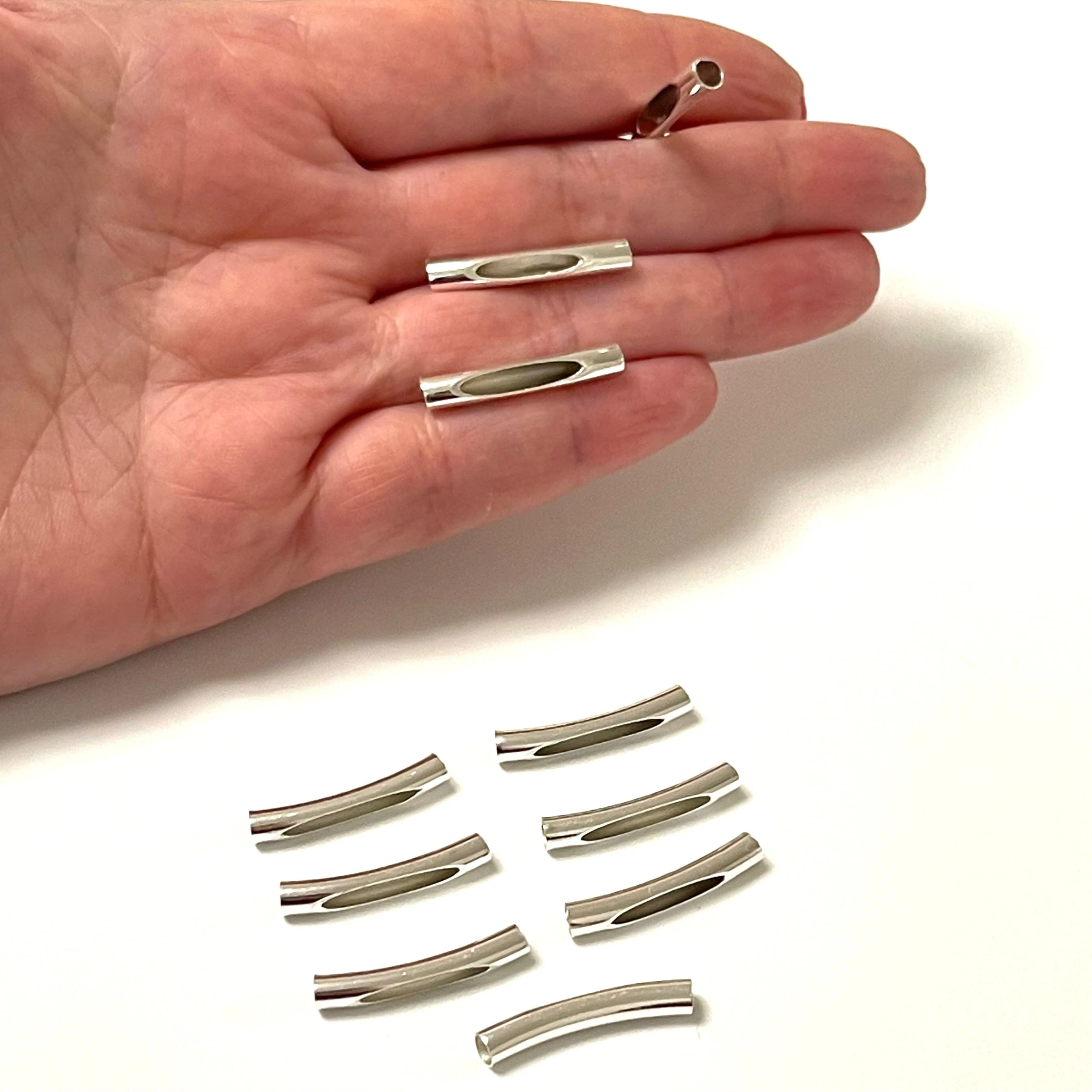 Silver Plated Spacer Tubes With Hole, Round Tube Bars , Silver Tube Bars