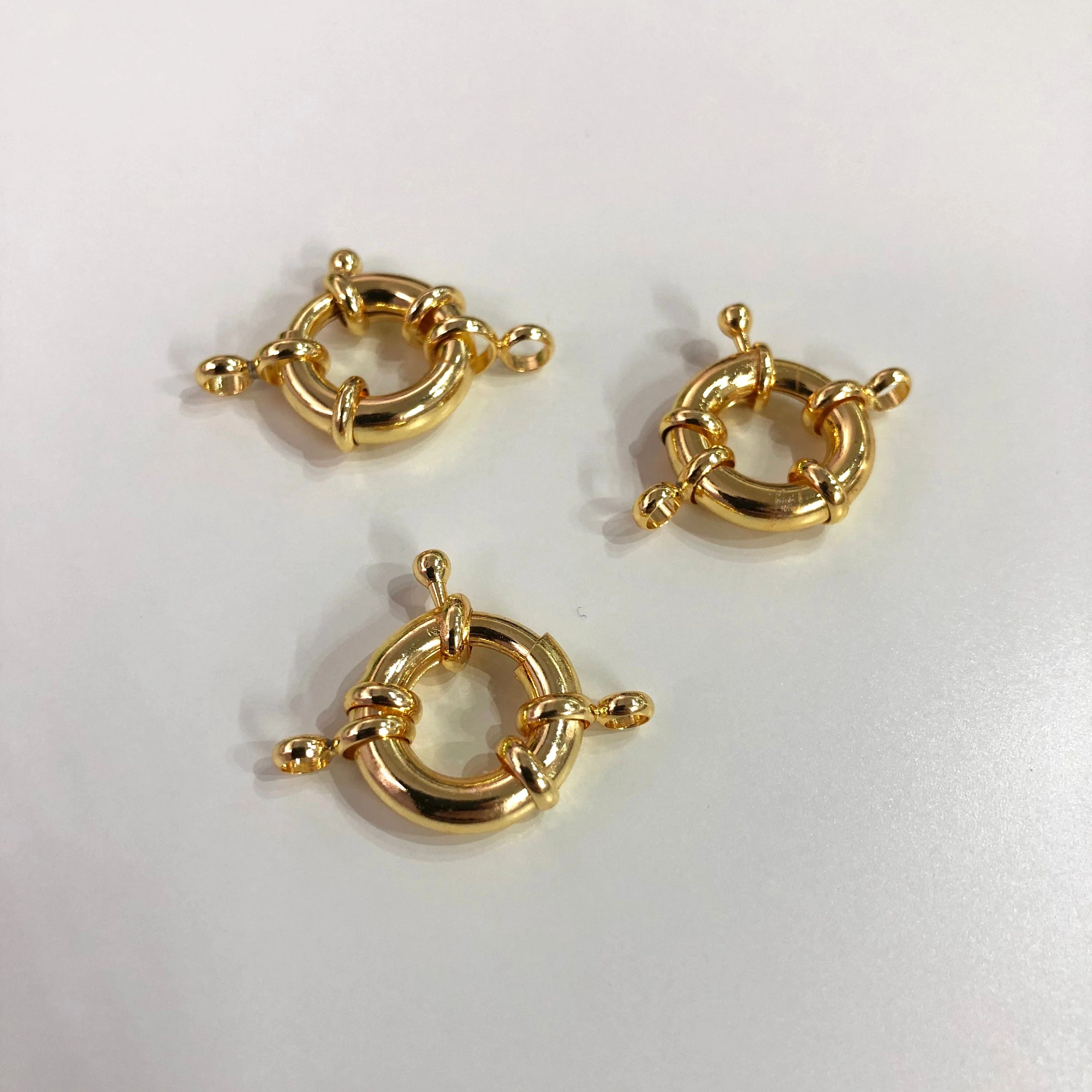 Rhodium Spring Ring Clasp with Loops, 15mm Rhodium Plated Spring Clasp, Rhodium Trigger Clasp, - Image 4
