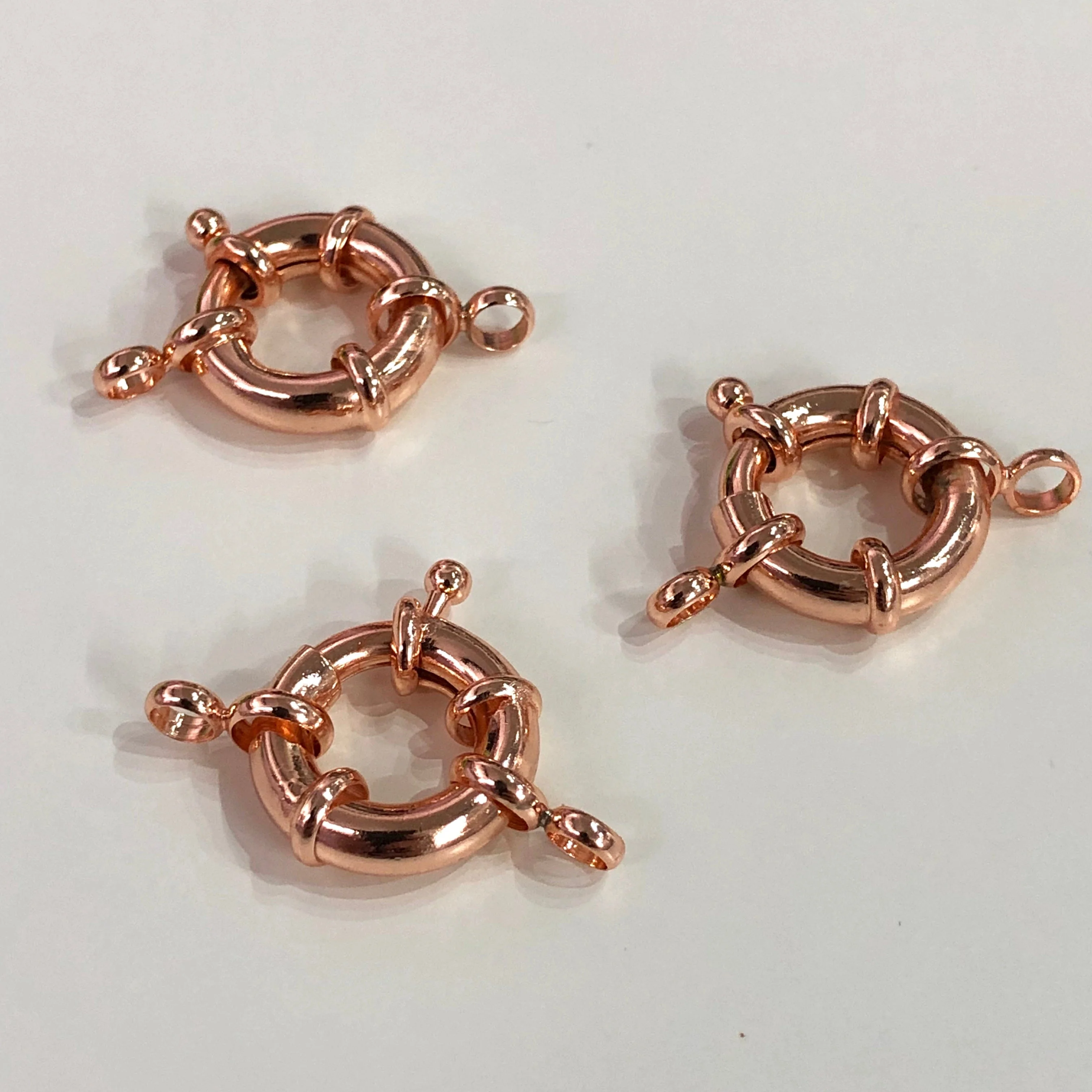 Rhodium Spring Ring Clasp with Loops, 15mm Rhodium Plated Spring Clasp, Rhodium Trigger Clasp, - Image 5
