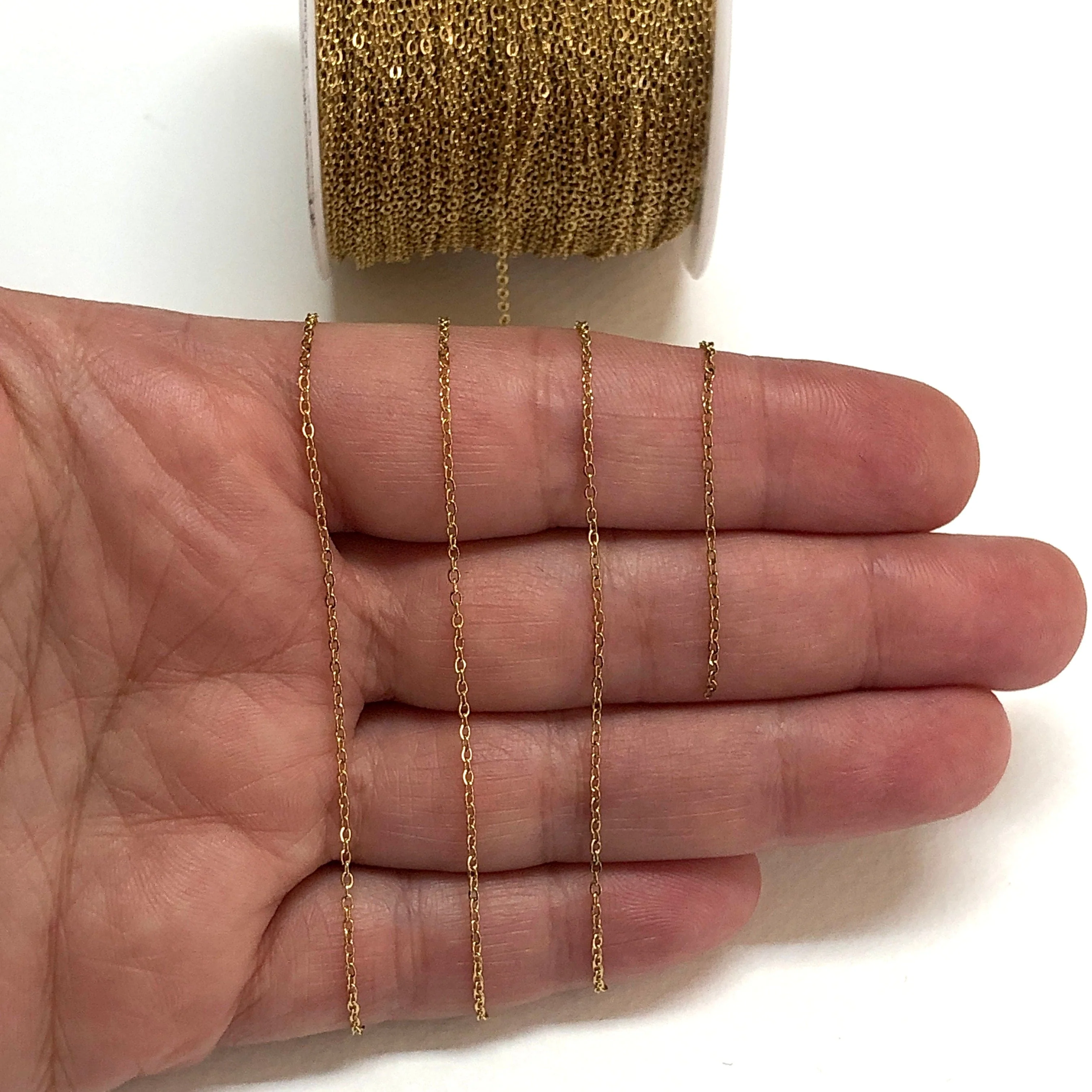 Waterproof Stainless Steel 24Kt PVD Gold Plated Cable Chain, PVD Gold Plated Soldered Stainless Steel Chain 1.2mm