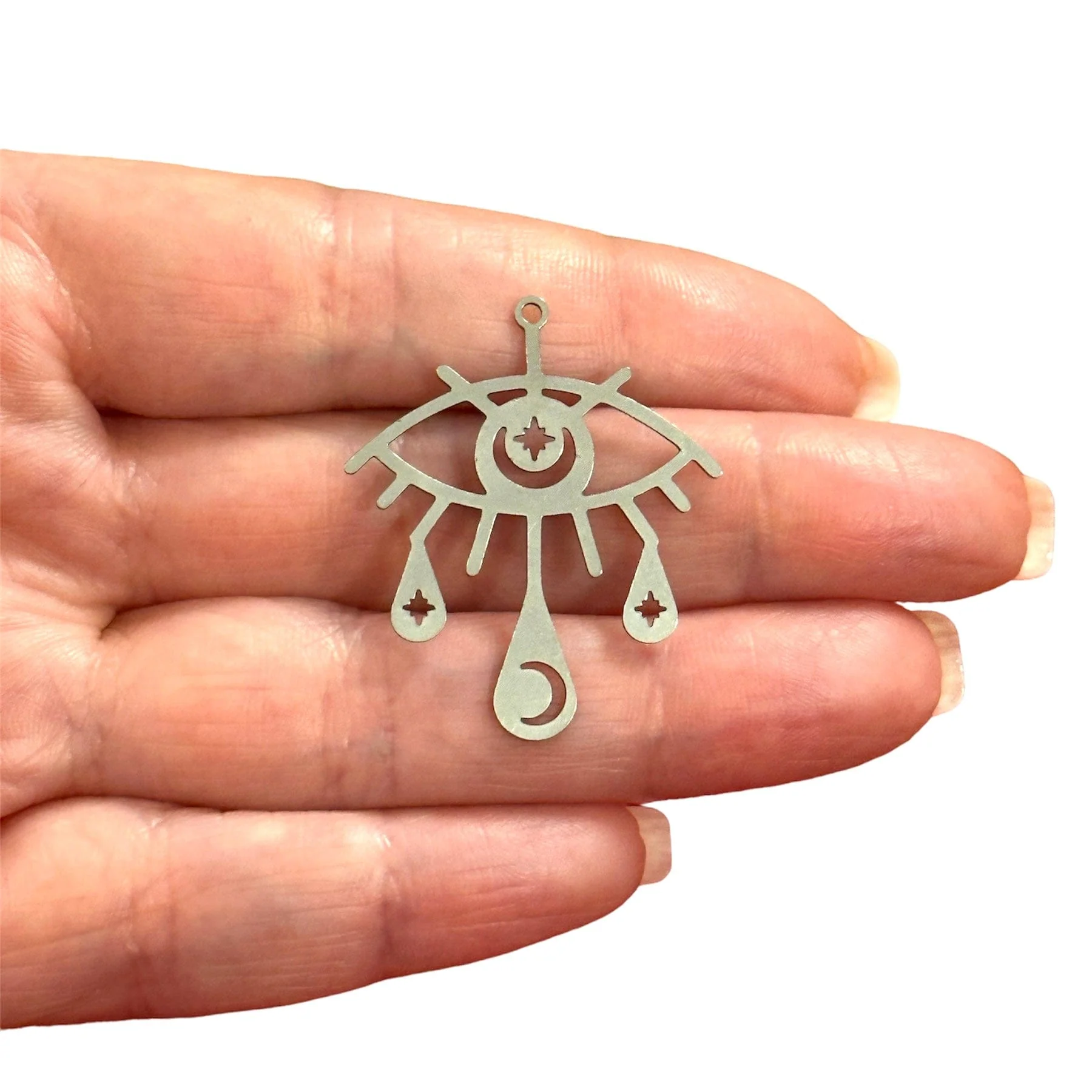Stainless Steel Eye Charm, Laser Cut Eye Charm
