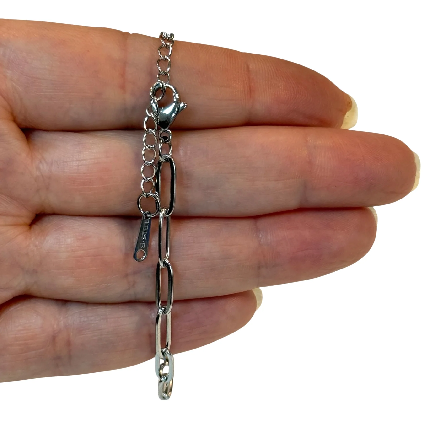 Stainless Steel Paperclip Chain Bracelet – 11x4mm Link, 6” + 2” Extender – Ready to Add Charms - Image 2