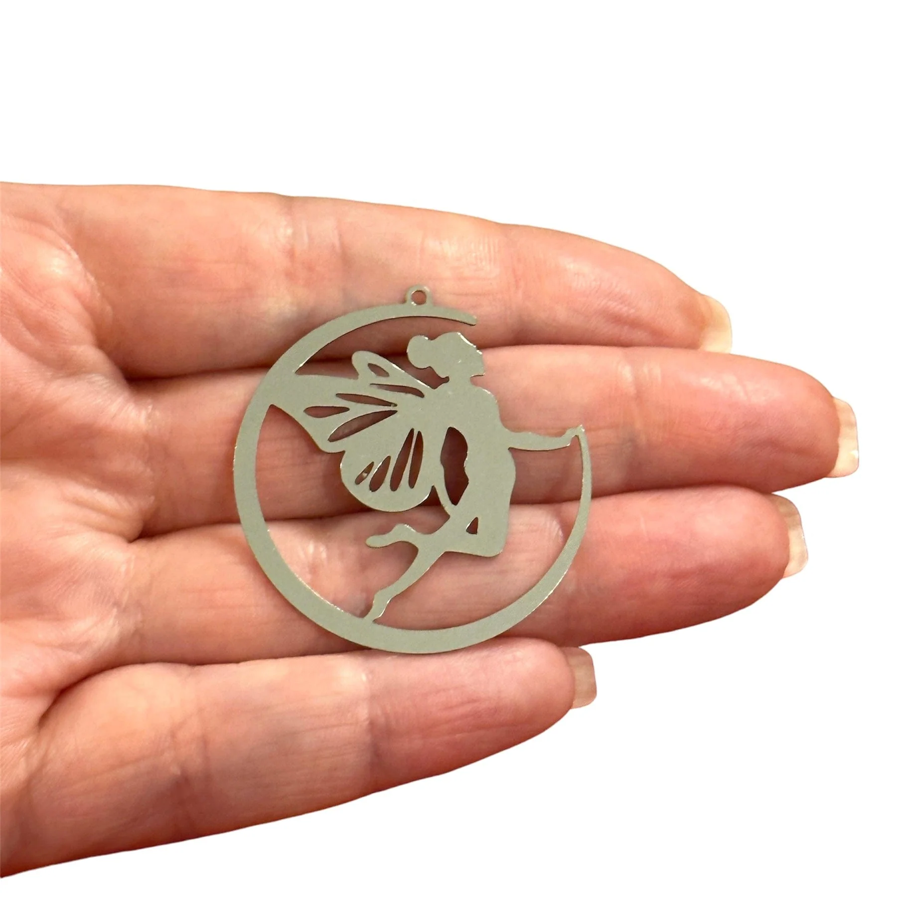 Stainless Steel Tinker Bell Charm, Laser Cut Fairy Angel Charm