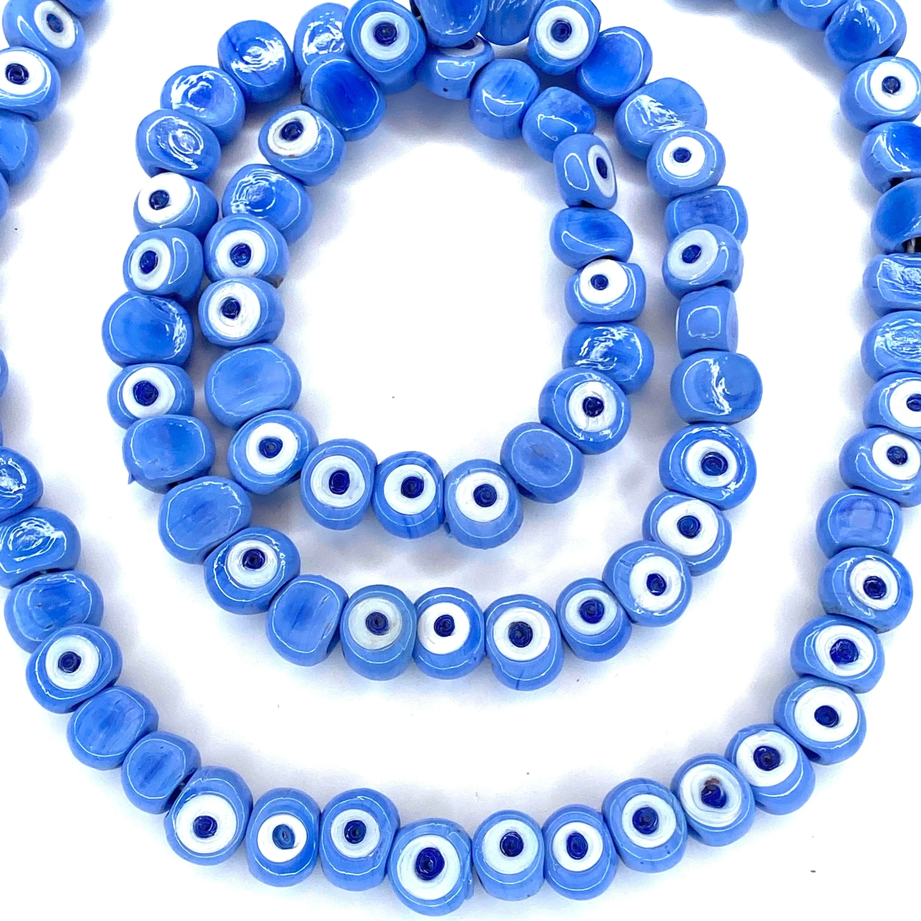Traditional Turkish Artisan Handmade Glass Evil Eye Beads, Large Hole Evil Eye Glass Beads, 25 Beads per pack - Image 3