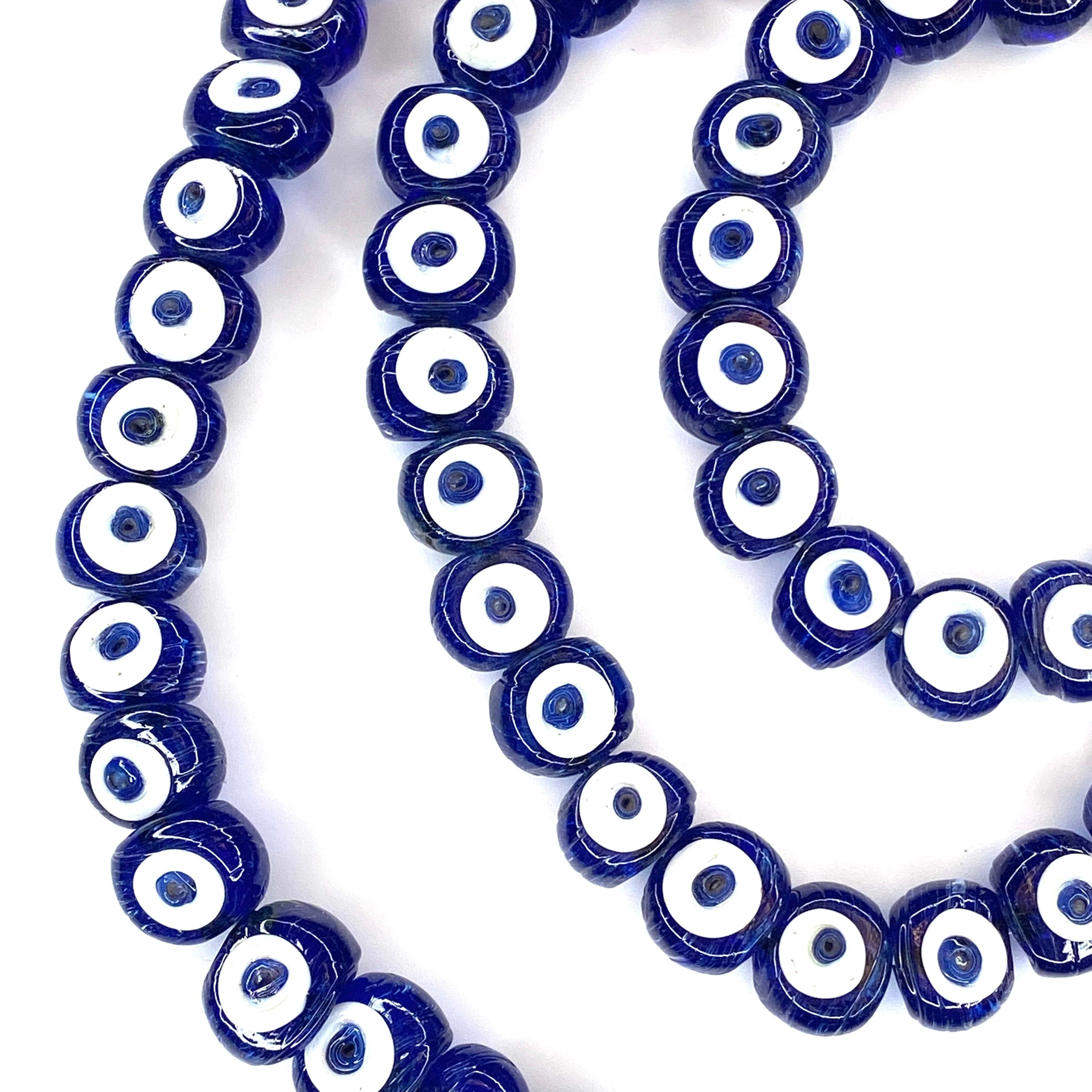 Traditional Turkish Artisan Handmade Glass Evil Eye Beads, Large Hole Evil Eye Glass Beads, 25 Beads per pack - Image 3