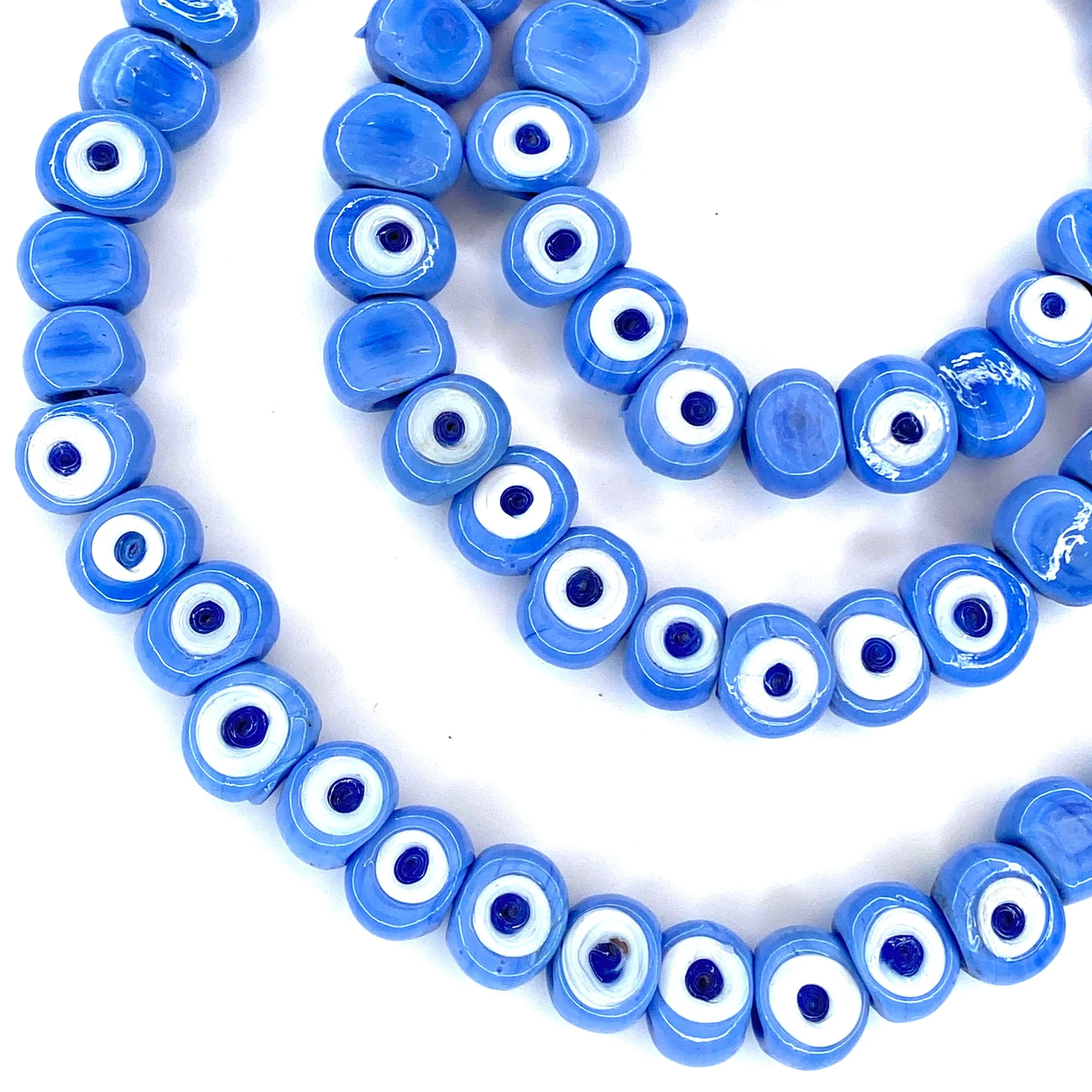 Traditional Turkish Artisan Handmade Glass Evil Eye Beads, Large Hole Evil Eye Glass Beads, 50 Beads per pack - Image 3