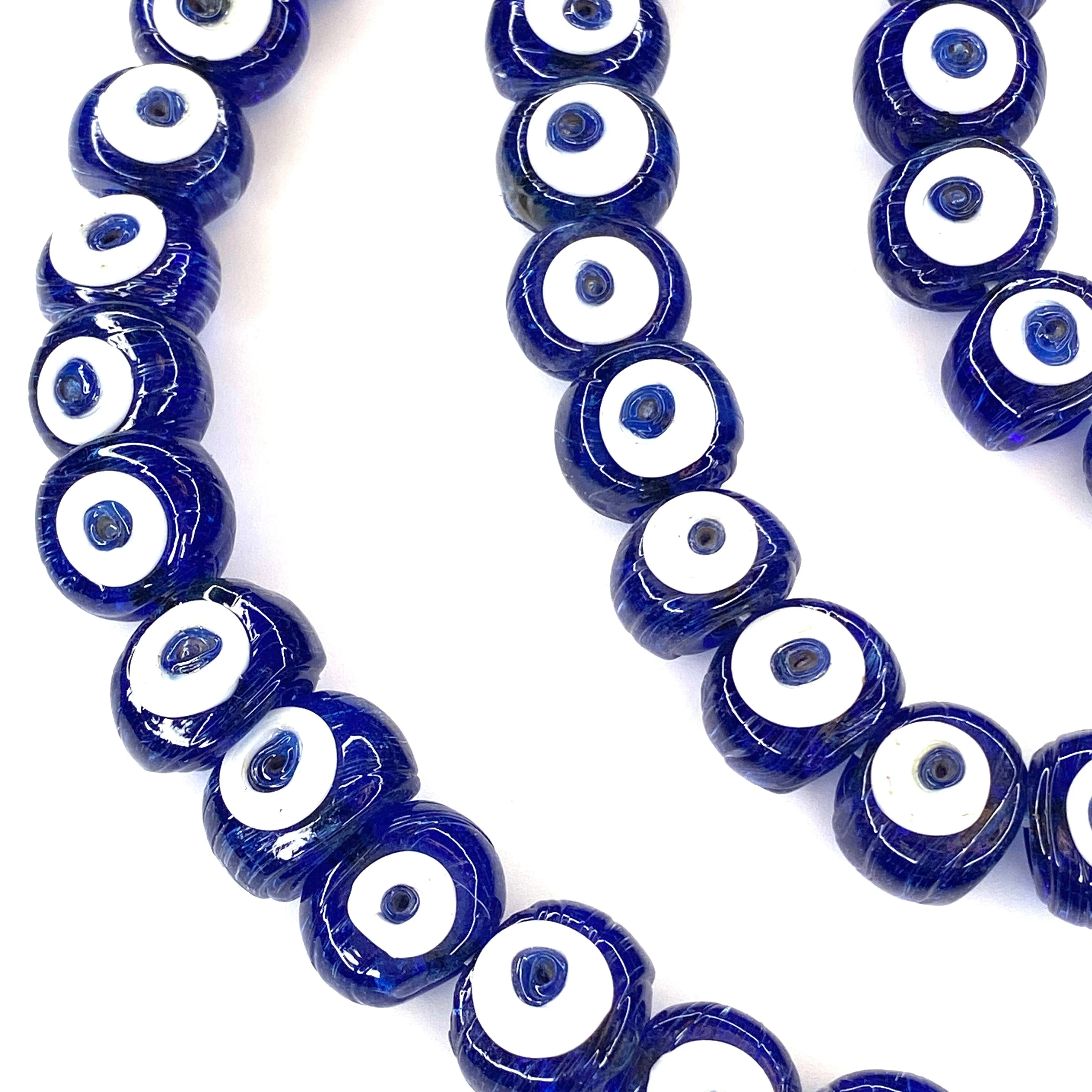 Traditional Turkish Artisan Handmade Glass Evil Eye Beads, Large Hole Evil Eye Glass Beads, 50 Beads per pack - Image 2