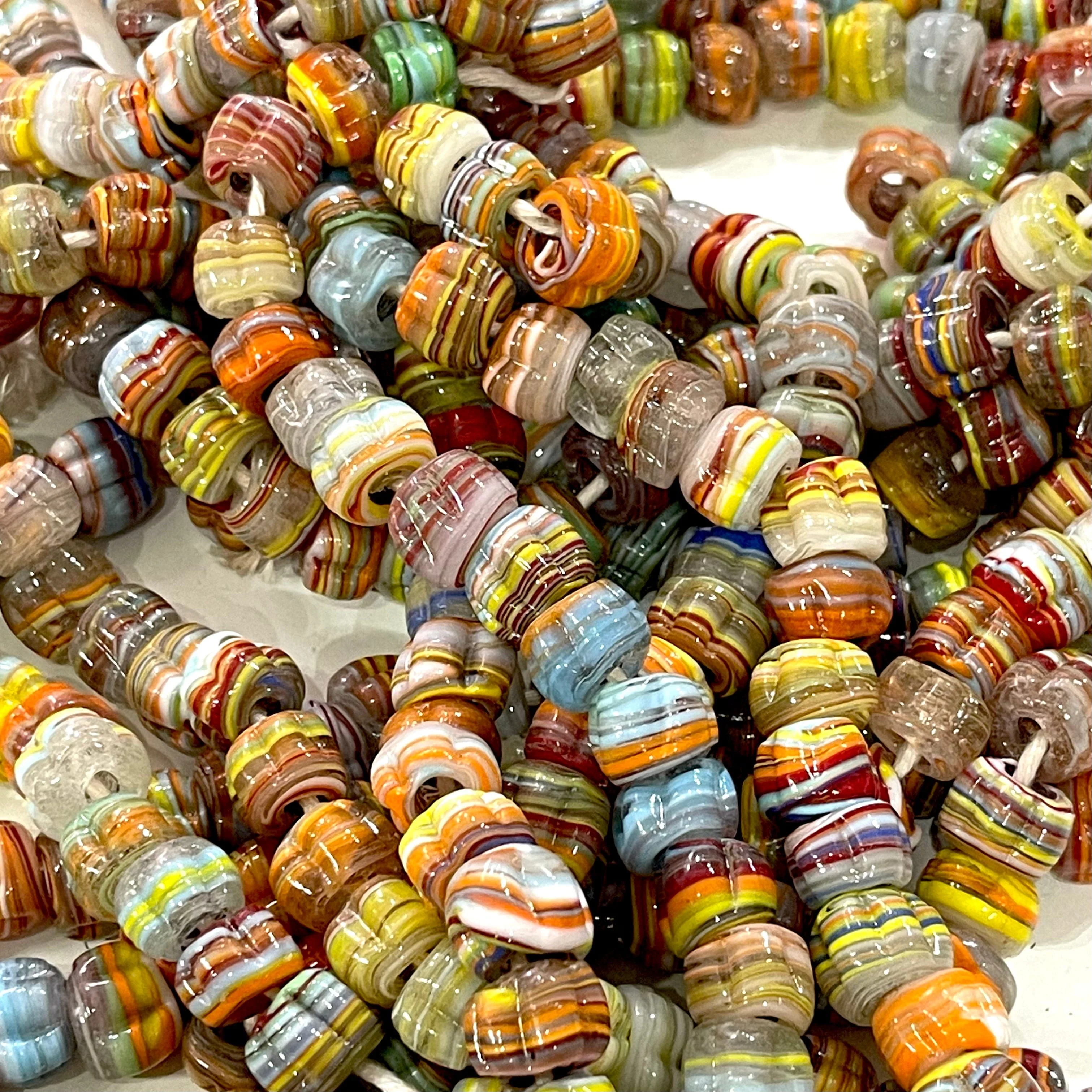 Traditional Turkish Artisan Handmade Pumpkin Glass Beads, Large Hole Glass Beads, 25 Beads in a pack - Image 2