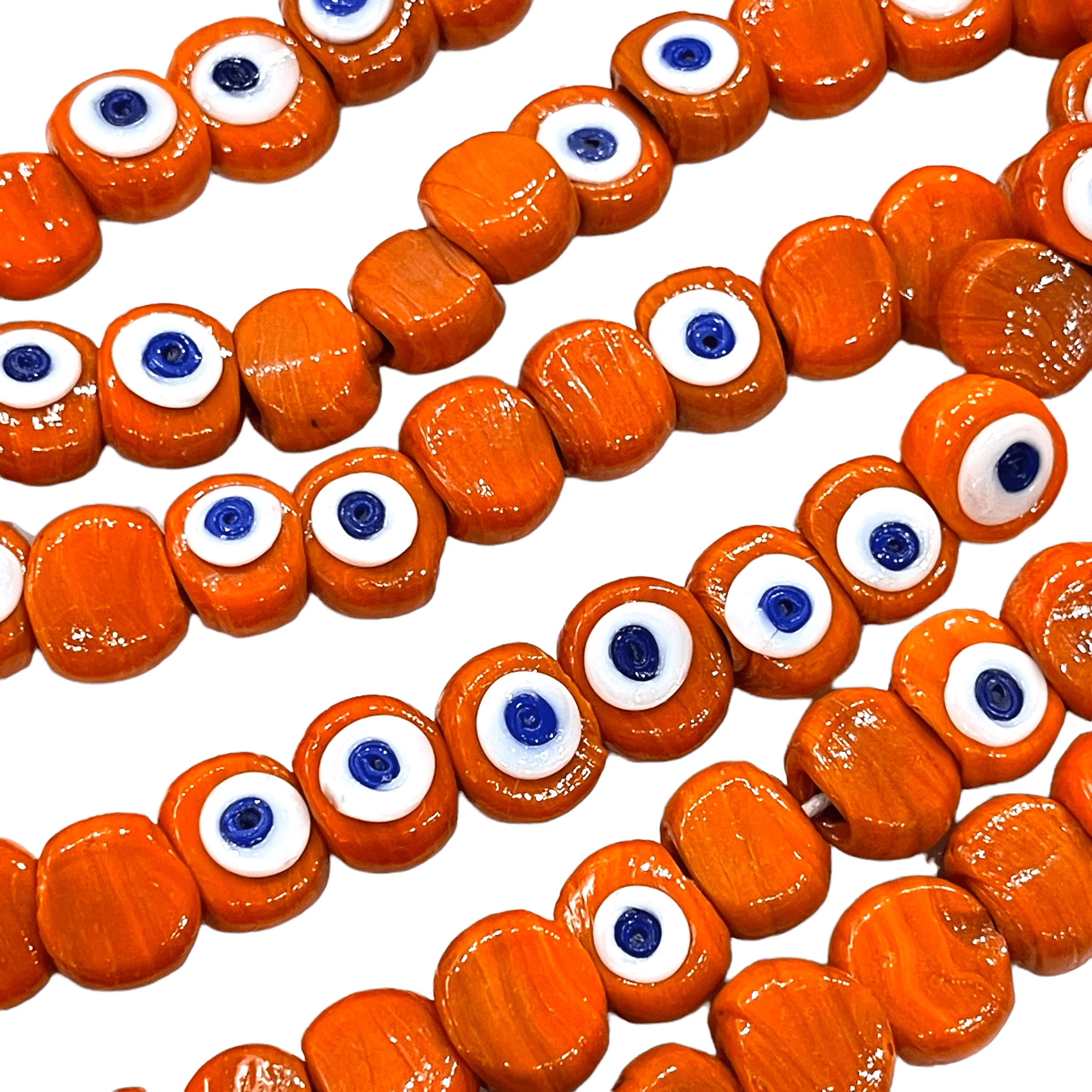 Traditional Turkish Artisan Handmade Glass Evil Eye Beads, Large Hole Evil Eye Glass Beads, 10 Beads per pack - Image 2