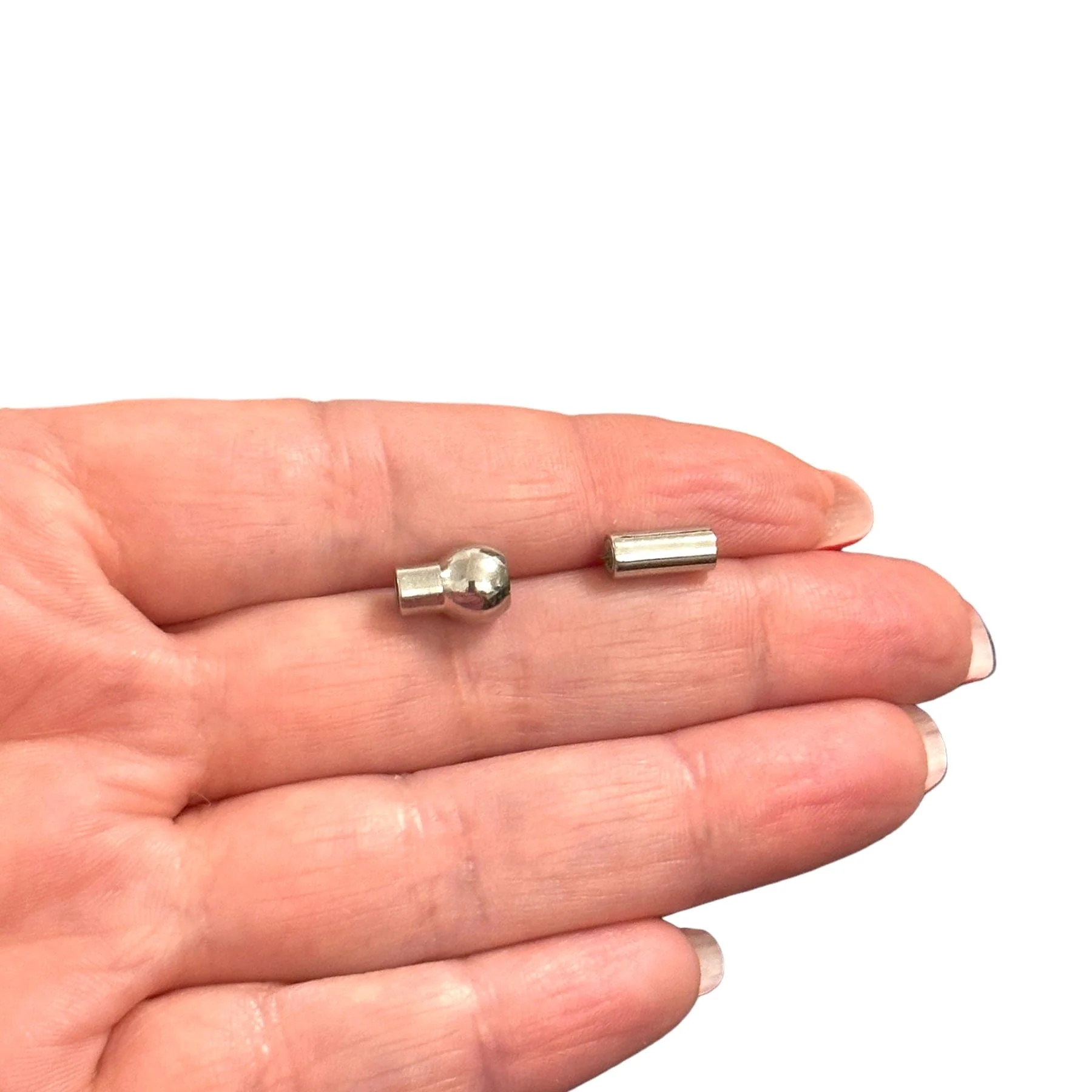 Tube Barrel Magnetic Clasp Glue in Magnetic Clasp, Rhodium Plated Magnetic Clasps, 2 pcs in a pack - Image 4