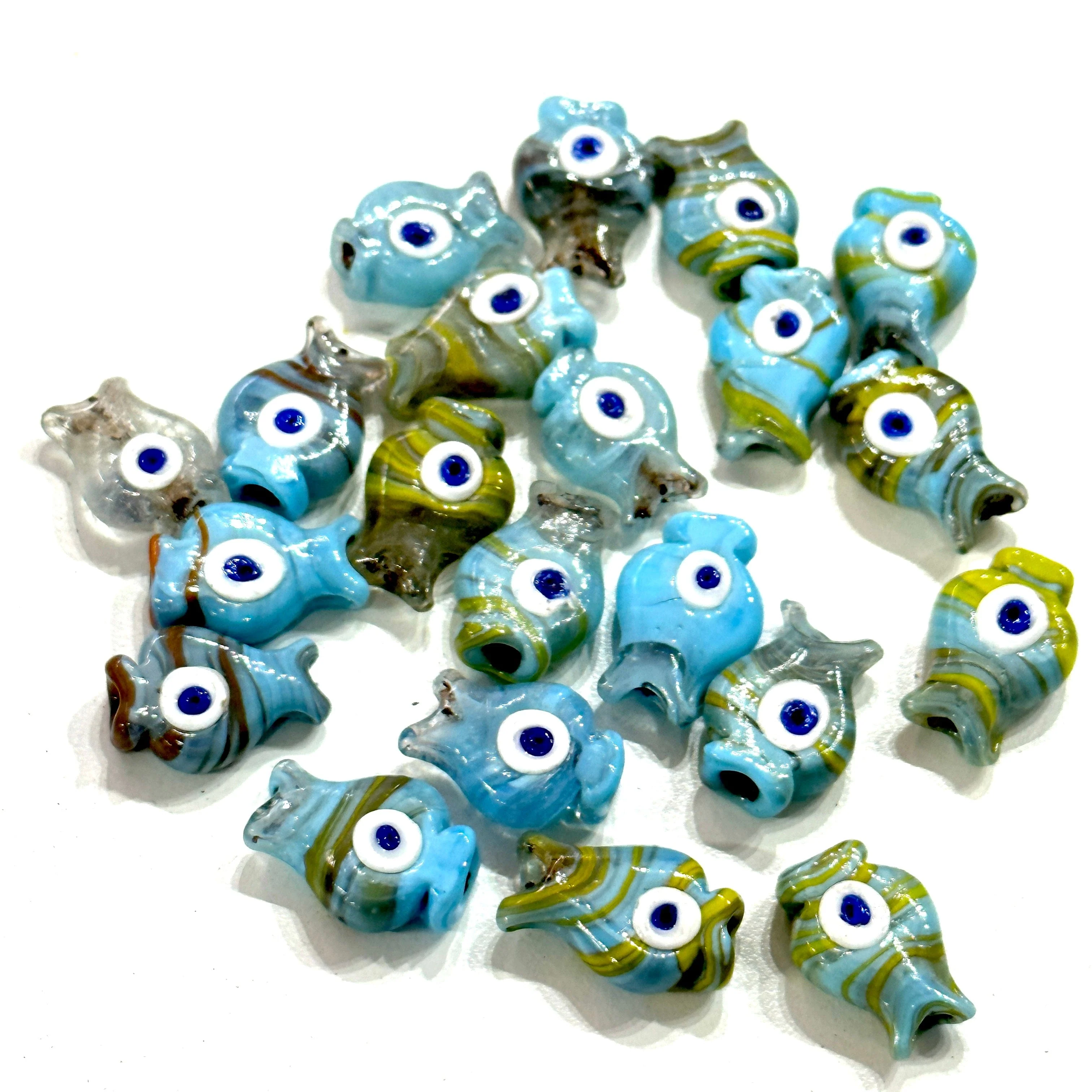 Turkish Artisan Hand Made Glass Marbled Fish Charms, Assorted 3 pcs in a pack - Image 2