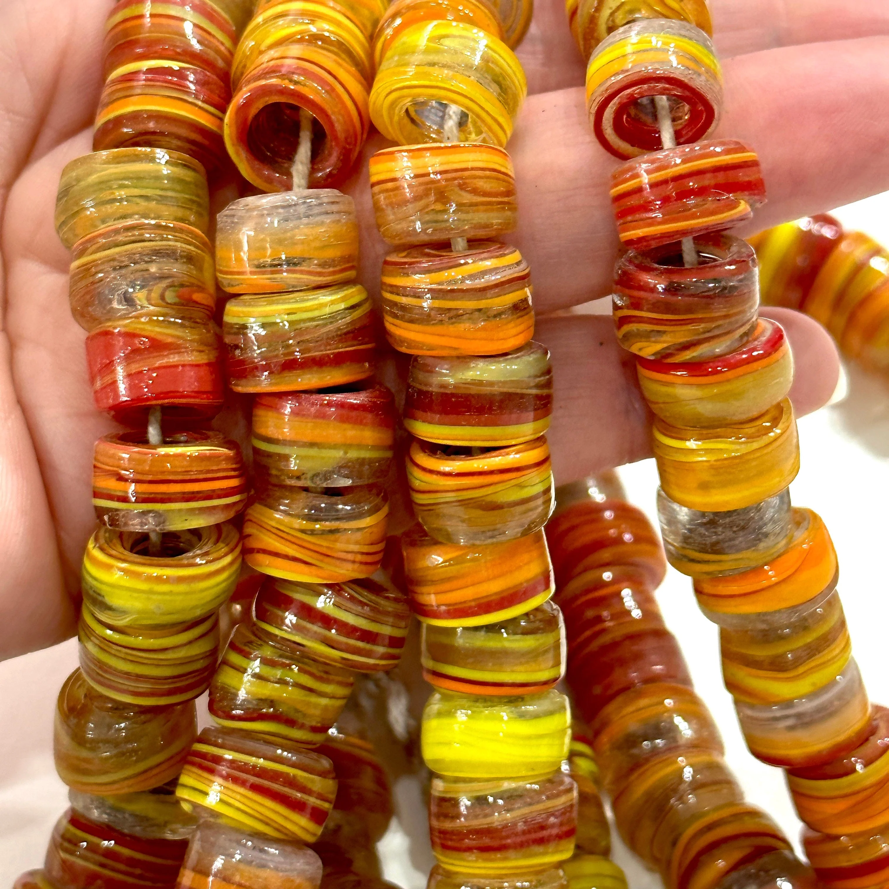 Turkish Artisan Hand Made Marbled Glass Large Ring Beads, 25 Beads in a pack - Image 2