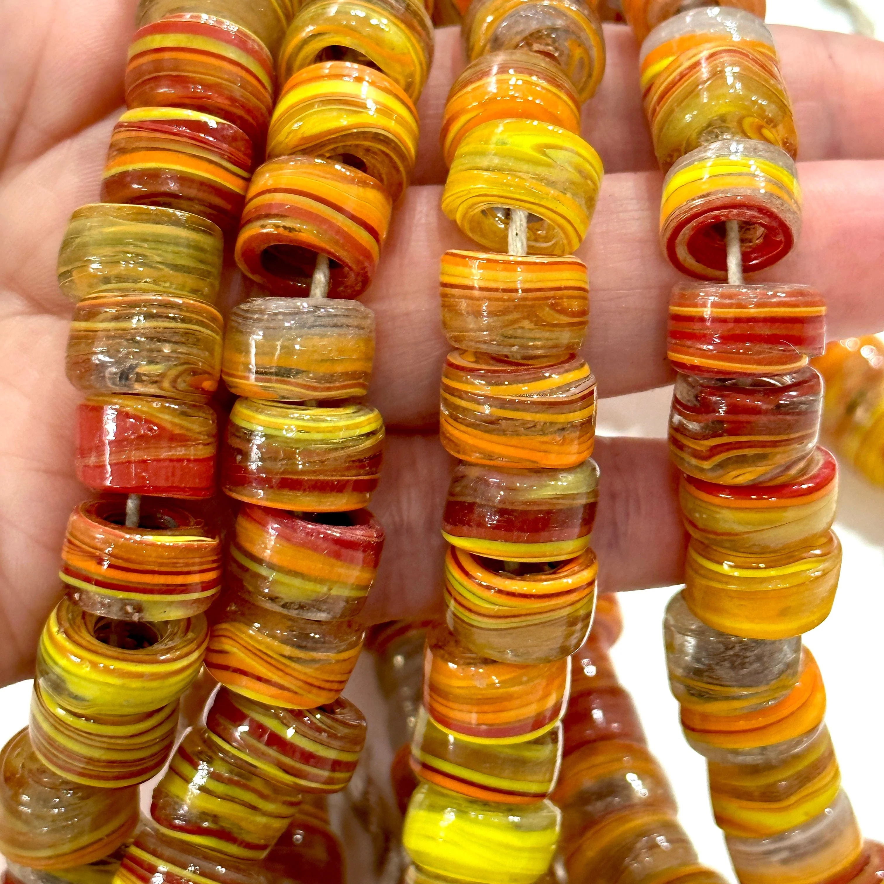 Turkish Artisan Hand Made Marbled Glass Large Ring Beads, 25 Beads in a pack - Image 3