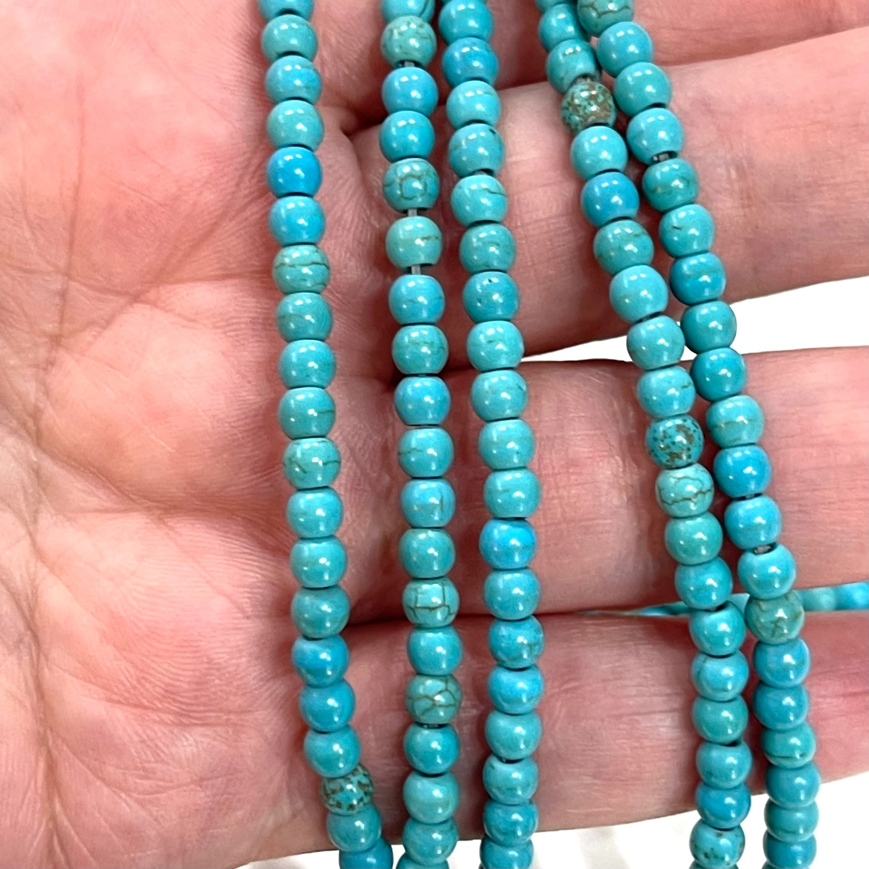 Turquoise Howlite Beads, Smooth Round 4mm, 100 beads per strand, 16" Full Strand, Gemstone - Image 2