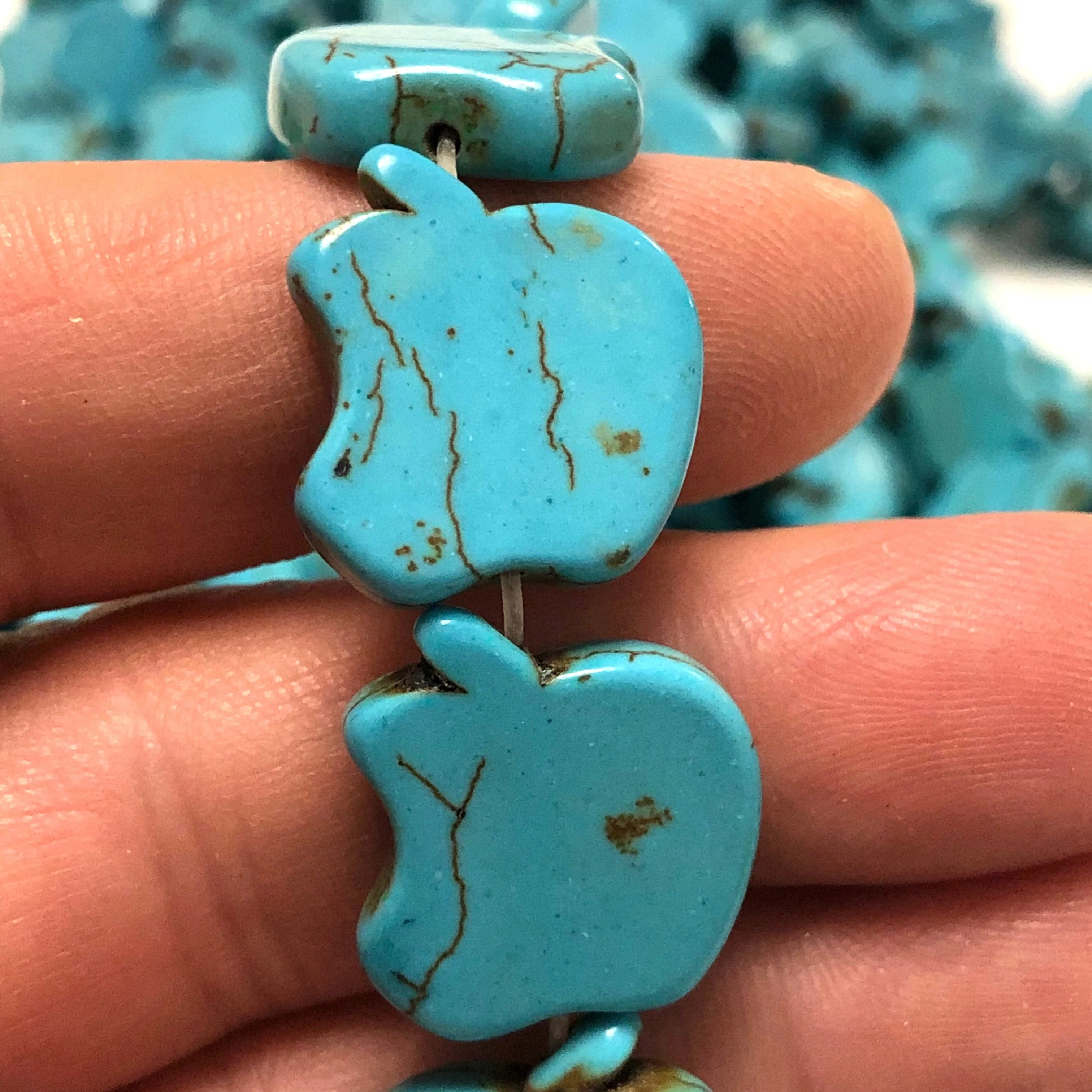 Turquoise Howlite Apple Beads Apple Shaped Howlite Beads, 22 Beads - Image 2