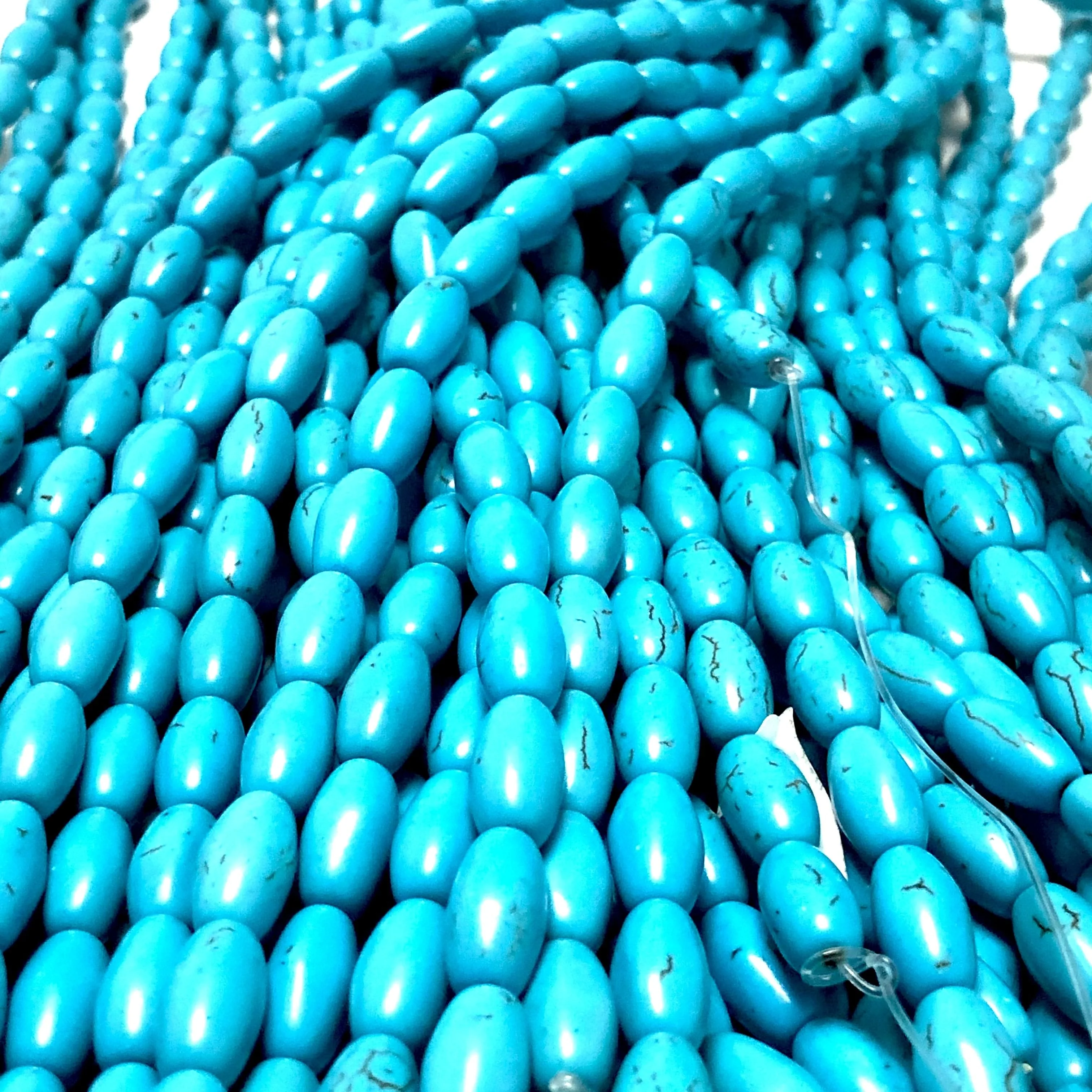 Turquoise Howlite Rice Beads,14x7mm Rice Shaped Howlite Beads, 31 Beads - Image 3