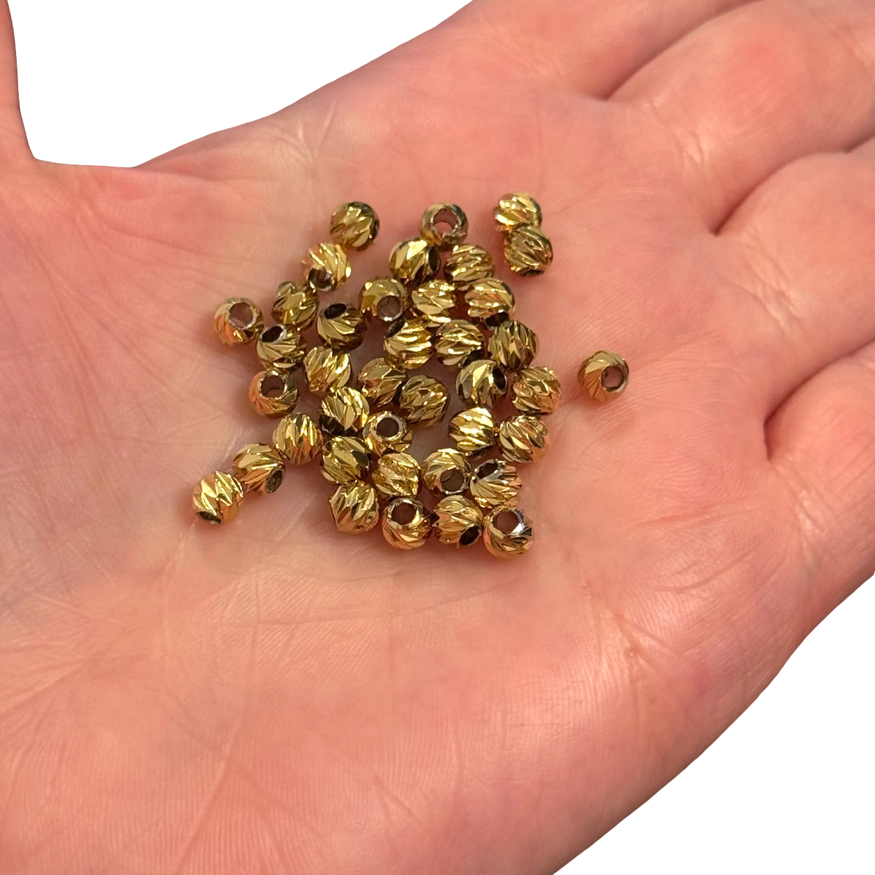 Waterproof 24Kt PVD Gold Plated 5mm Stainless Steel Laser Cut Dorica Spacer Beads, 10pcs