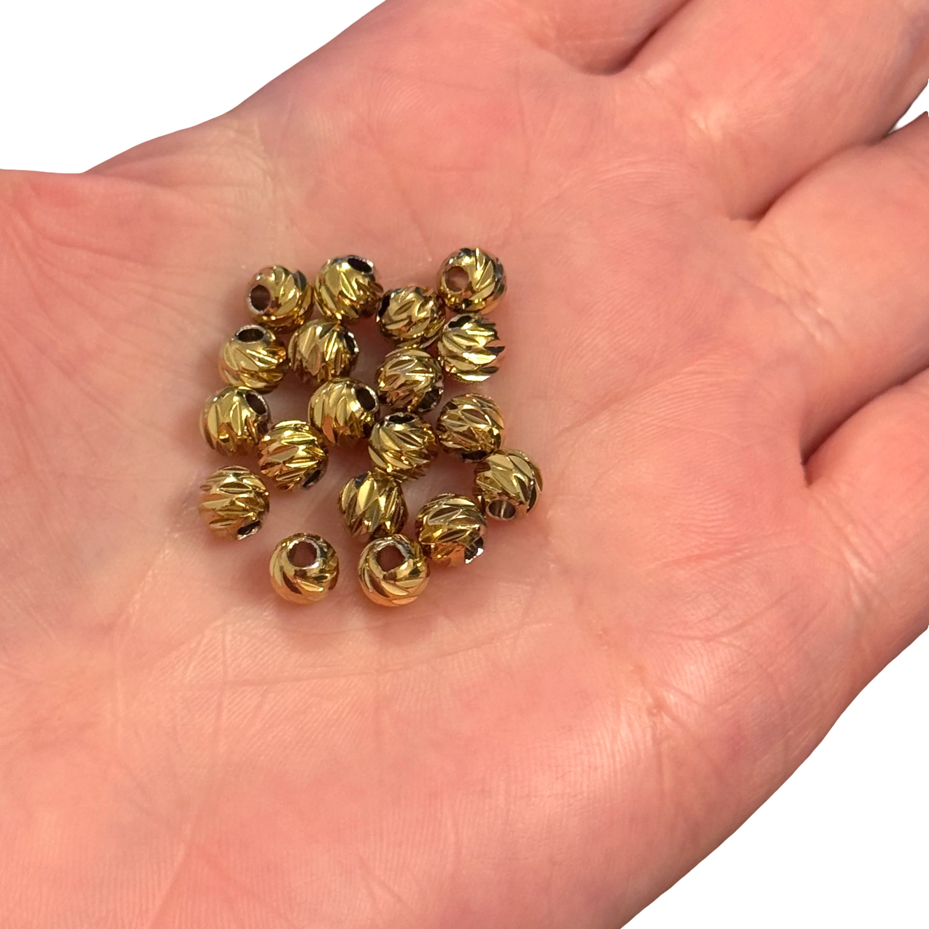 Waterproof 24Kt PVD Gold Plated 6mm Stainless Steel Laser Cut Dorica Spacer Beads, 10pcs