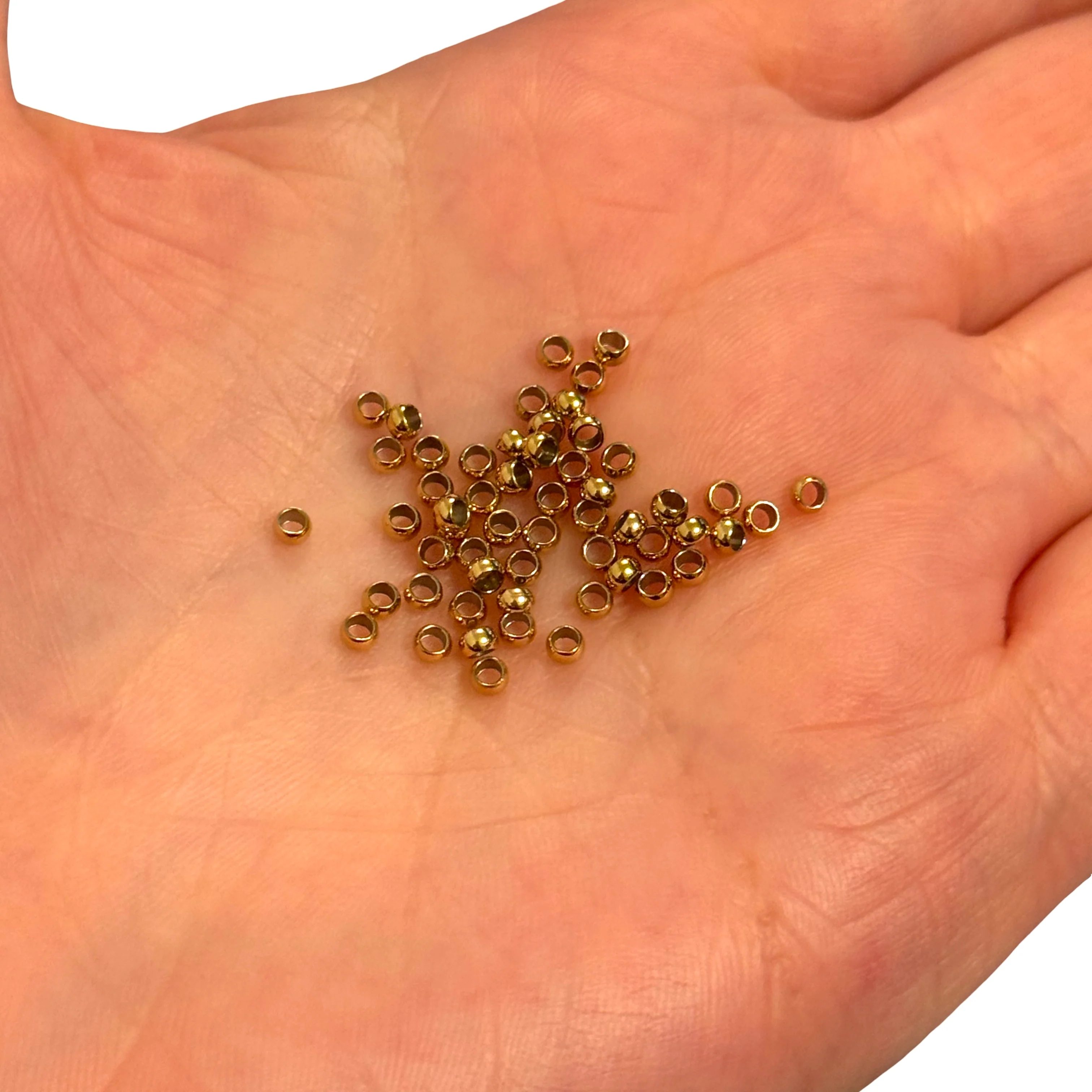Waterproof 24Kt PVD Gold Plated Stainless Steel 2.5mm Crimp Spacer Beads