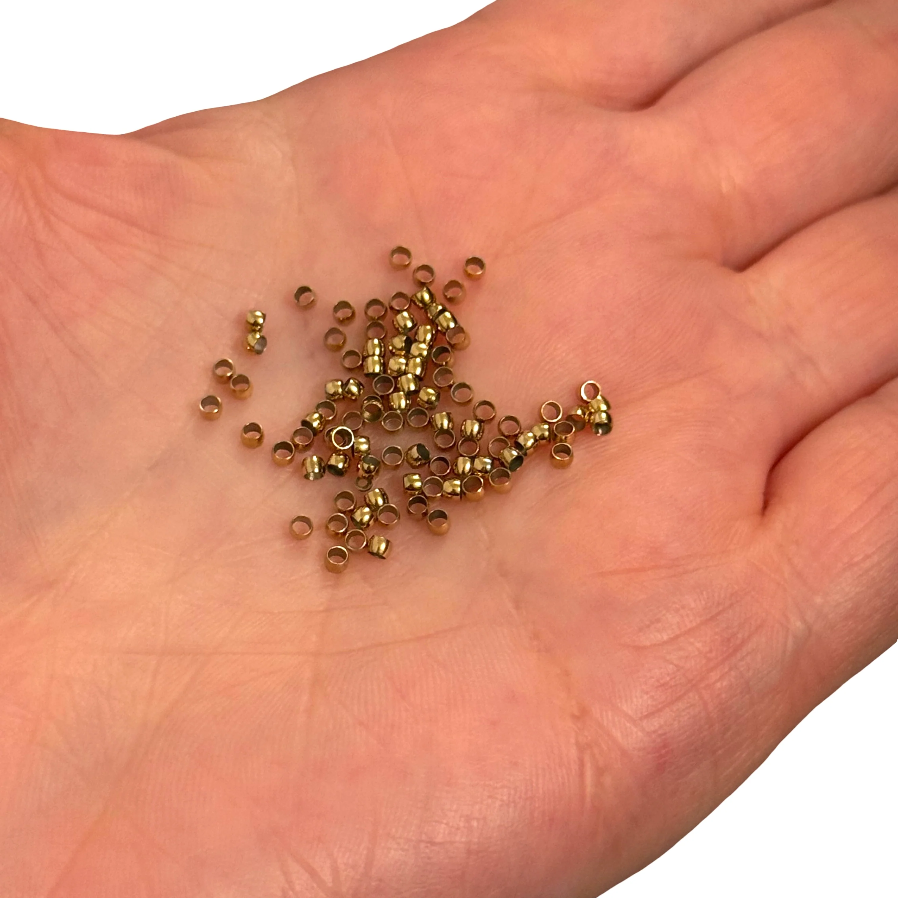 Waterproof 24Kt PVD Gold Plated Stainless Steel 2mm Crimp Spacer Beads