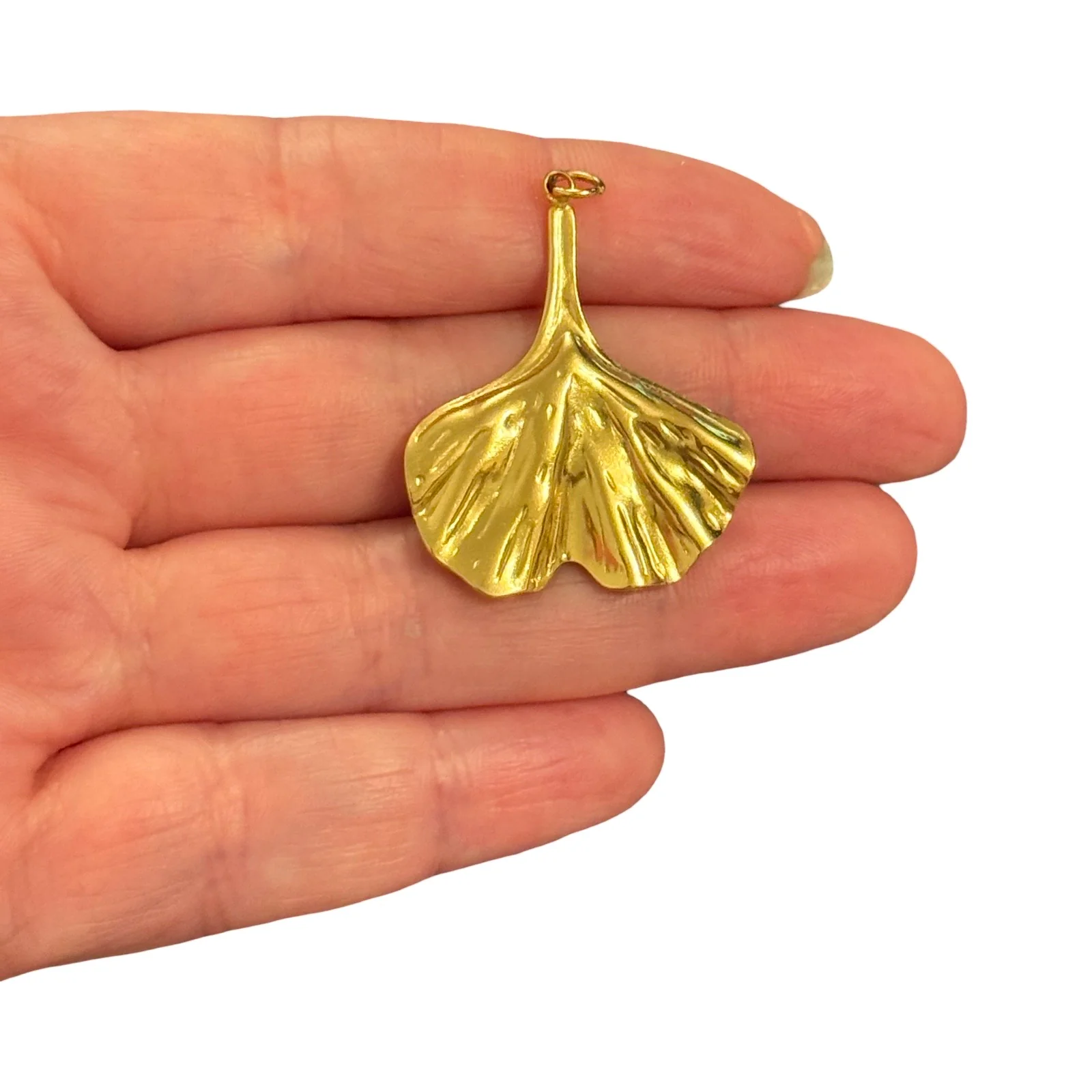 Waterproof 316L PVD Gold Plated Stainless Steel Ginkgo Leaf Pendant – Nature Leaf Charm