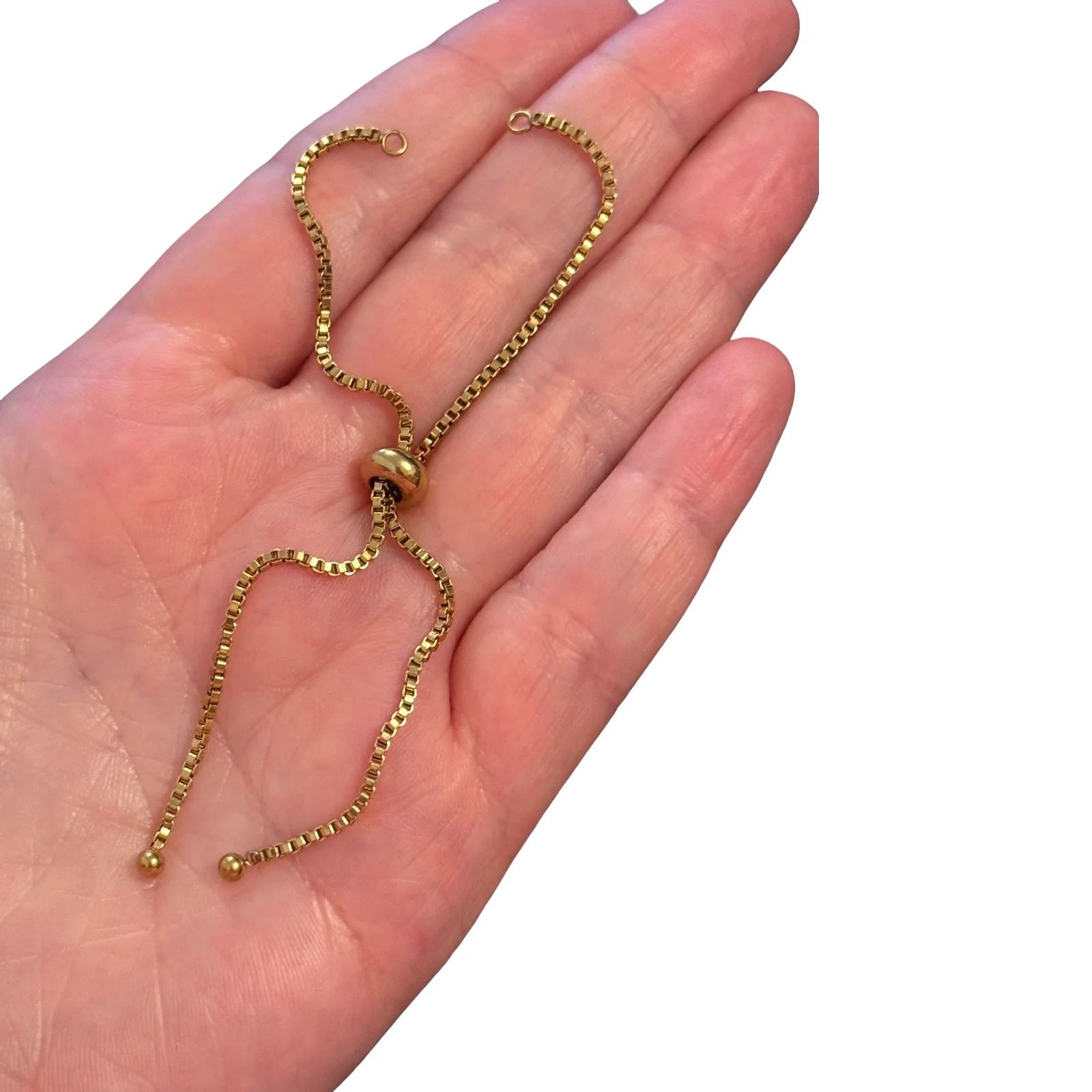 Waterproof 316L Stainless Steel PVD Gold Plated Adjustable Slider Bracelet Chain – 1.5mm Box Chain Bracelet Base