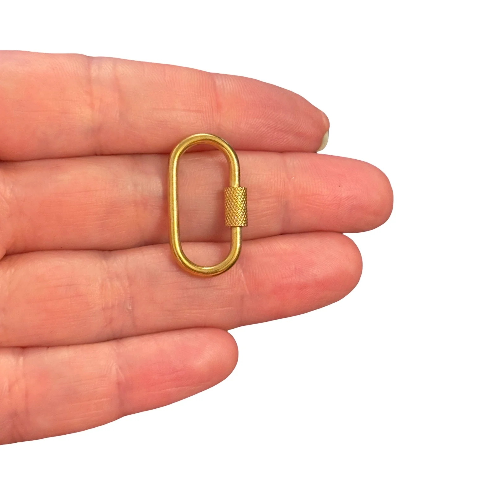Waterproof 316L Stainless Steel PVD Gold Plated Screw Lock Connector – Oval Carabiner Clasp, 27x15mm - Image 2